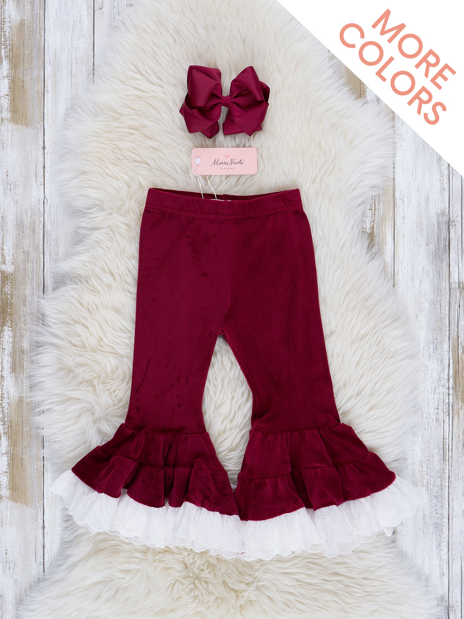 Velvet Lace Hem Bell Bottoms - Marie Nicole Clothing