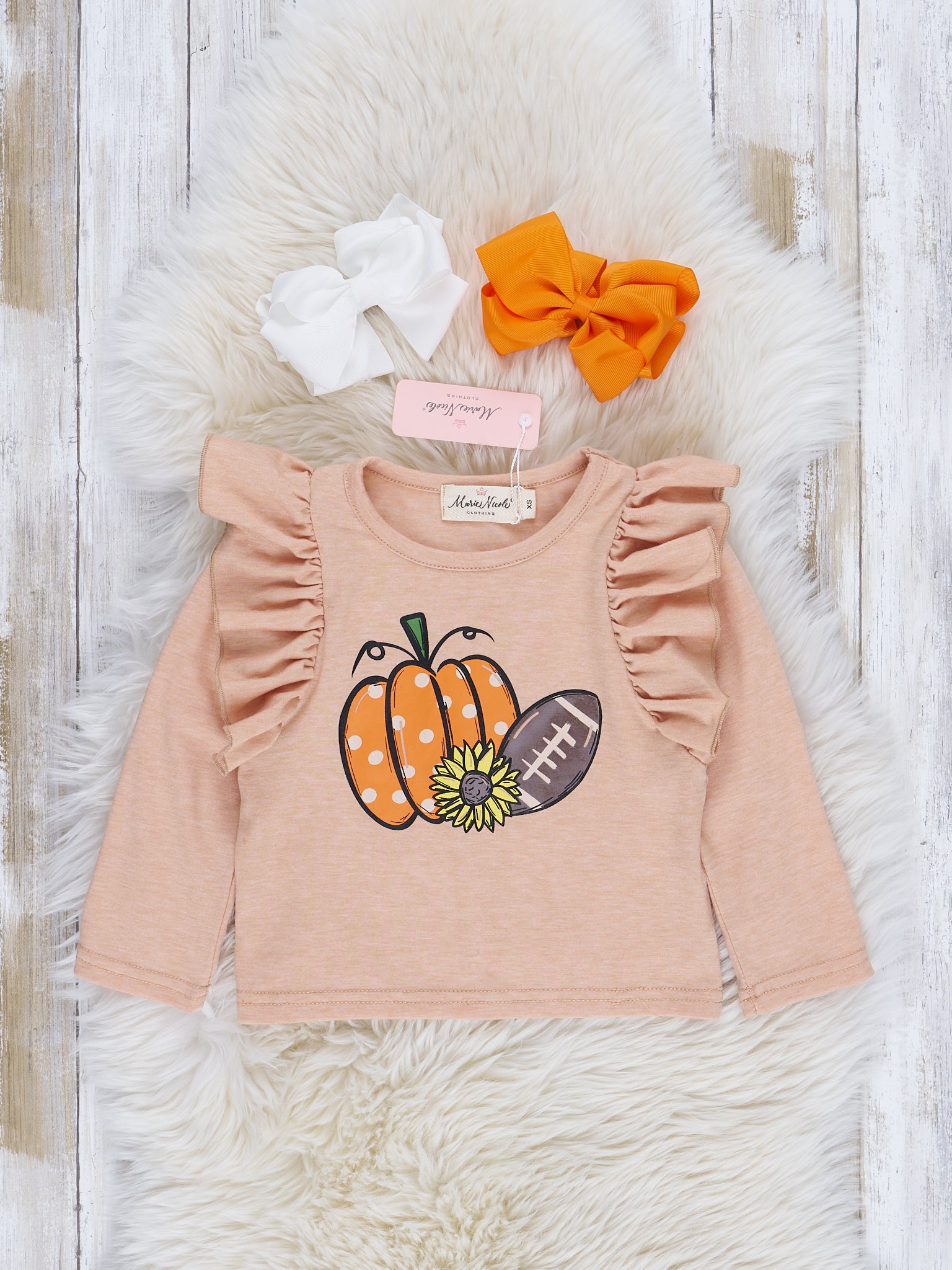 Heather Peach & Orange Sequin Skirt Ruffle Outfit - Marie Nicole Clothing