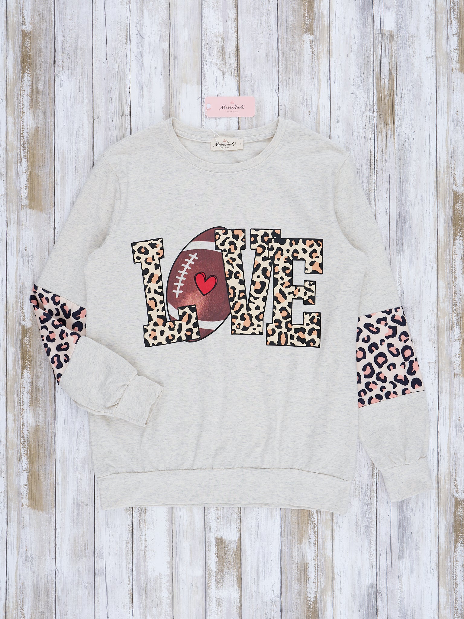 Mom & Me Heather Grey Football Love Crew Neck - Marie Nicole Clothing