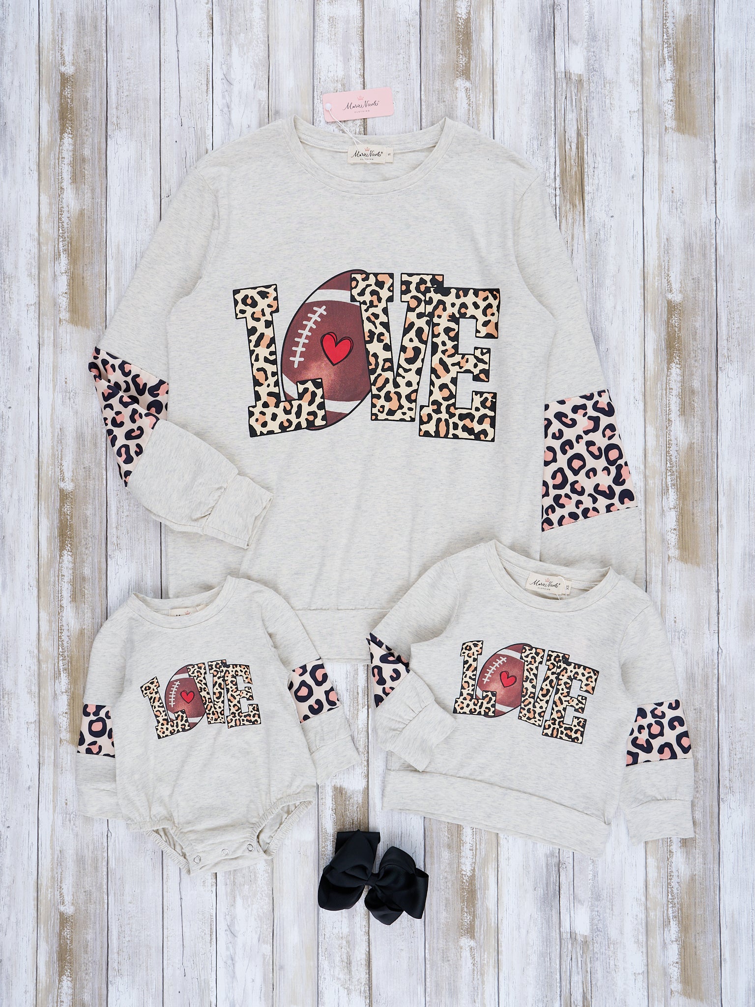 Mom & Me Heather Grey Football Love Crew Neck - Marie Nicole Clothing