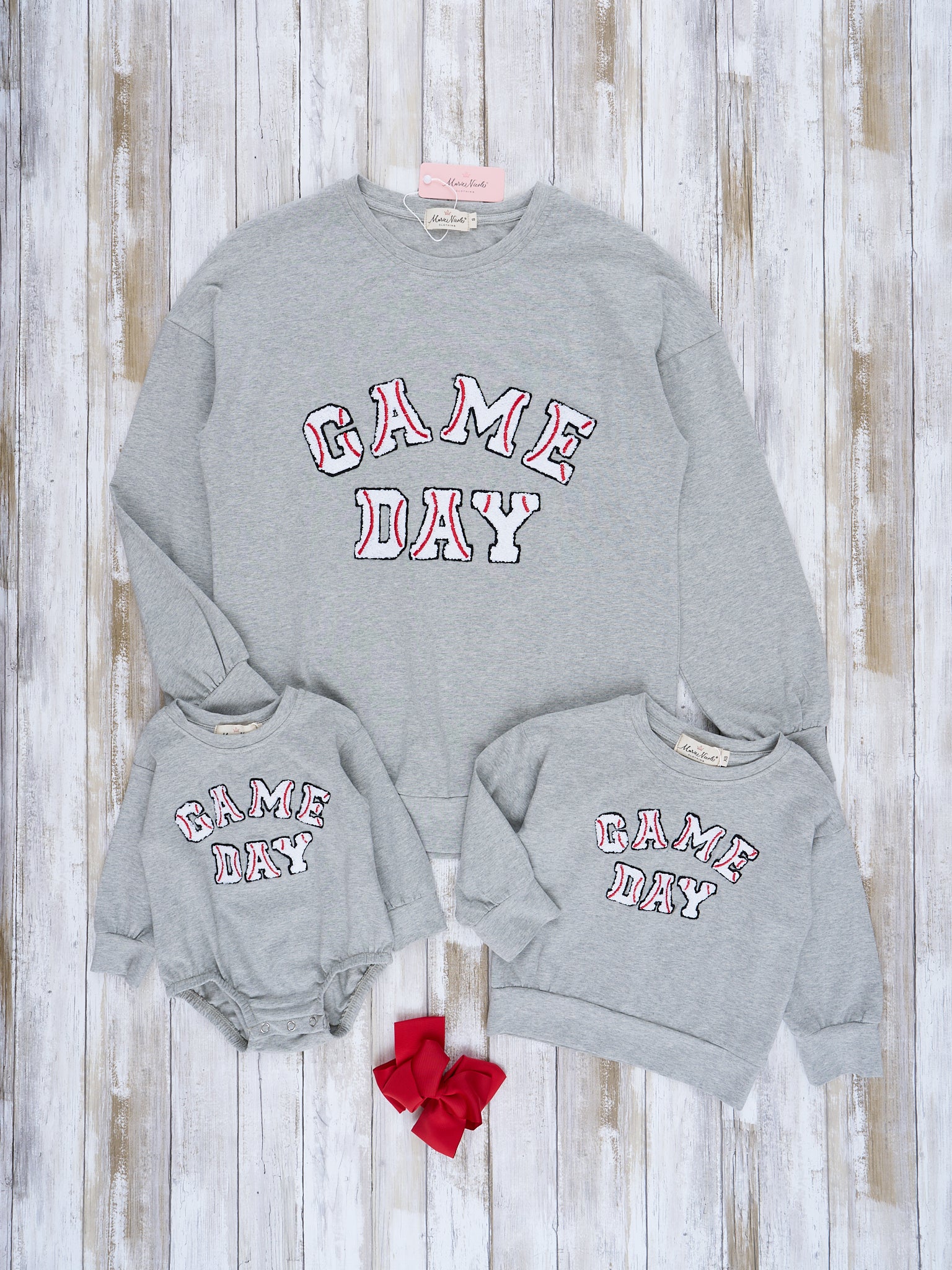 Mom & Me Grey Baseball "Game Day" Crew Neck - Marie Nicole Clothing