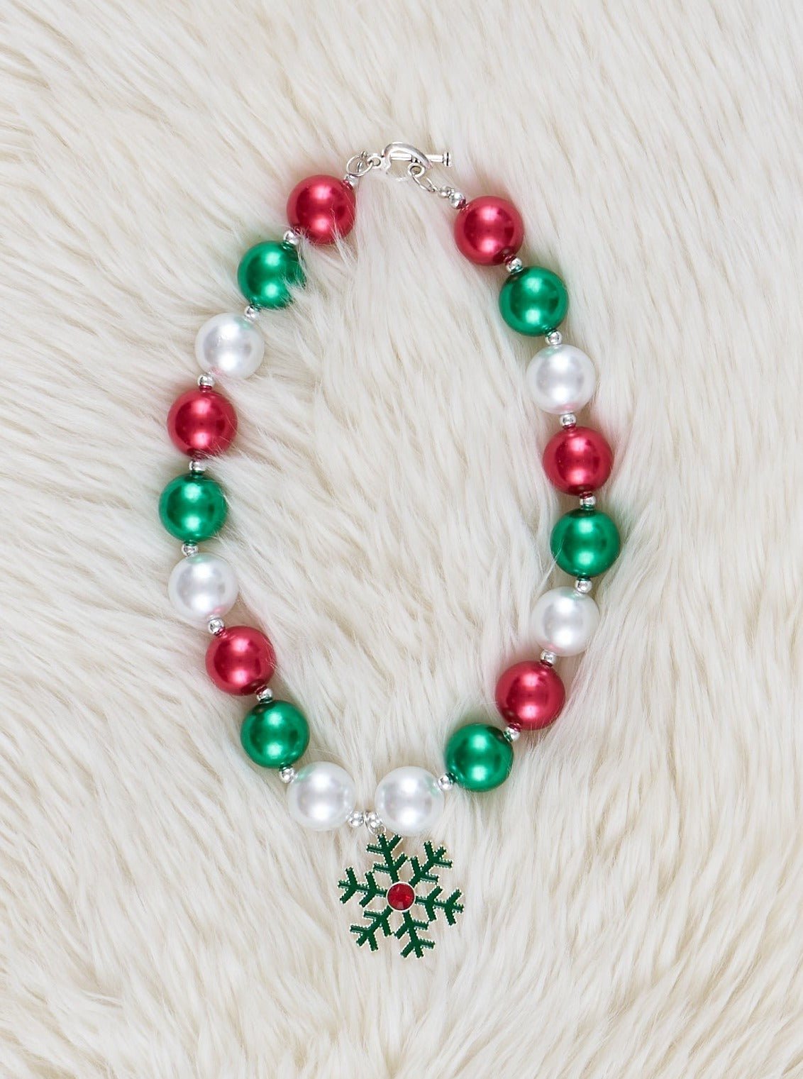 Green Snowflake Bubblegum Necklace - Marie Nicole Clothing