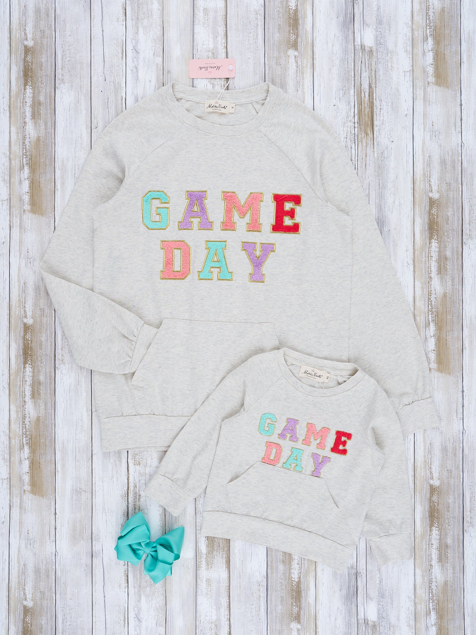 Mom & Me "Game Day" Puff Letter Crew Neck - Marie Nicole Clothing