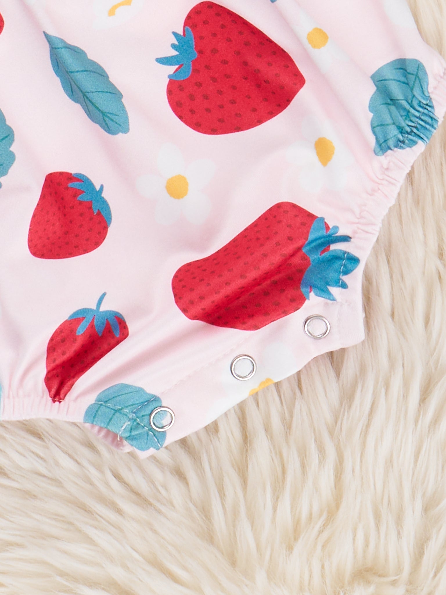 Gingham Strawberry Ruffle Bubble Romper - Marie Nicole Clothing