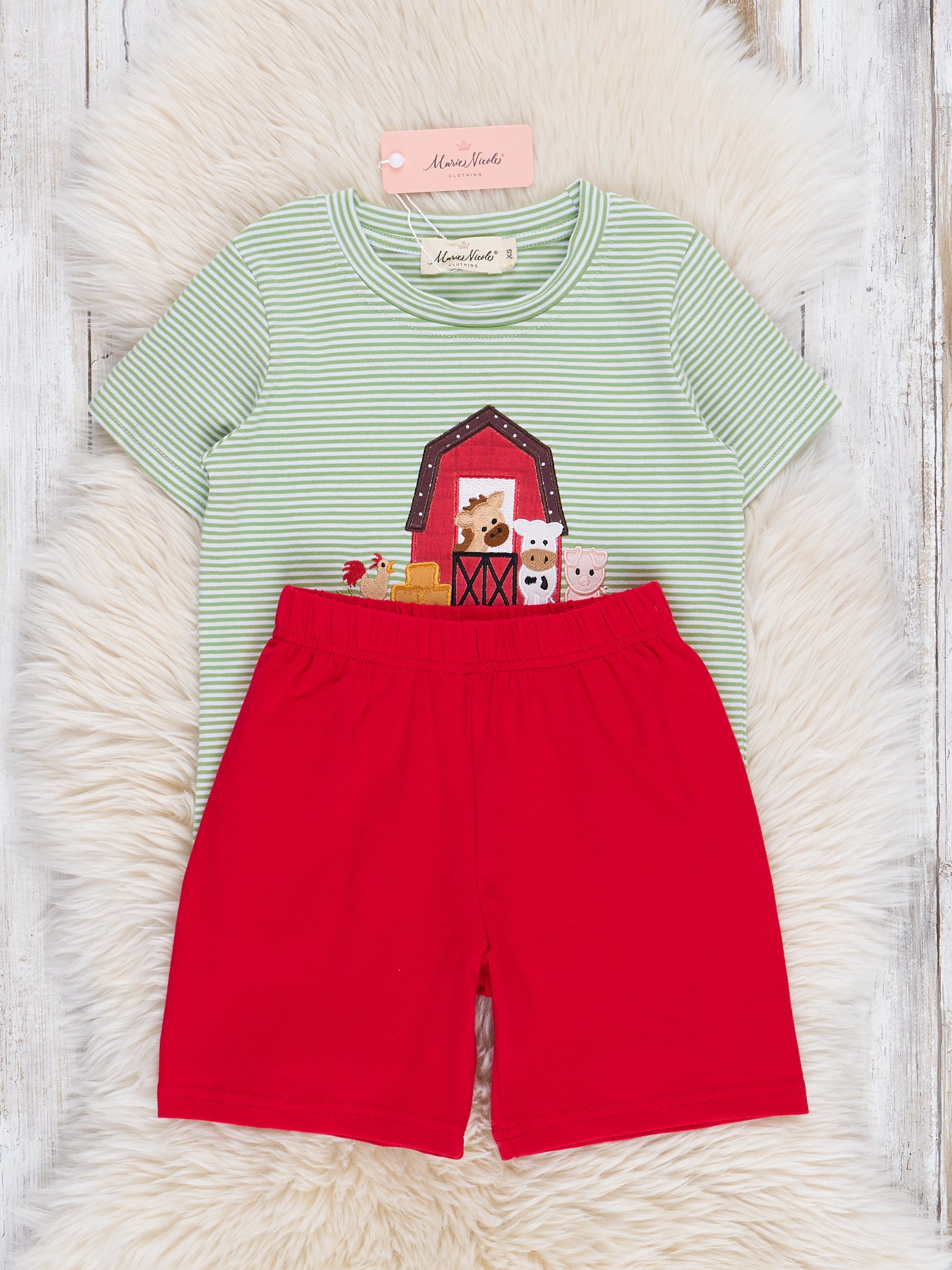 Striped Embroidered Farmhouse Cotton Outfit - Marie Nicole Clothing
