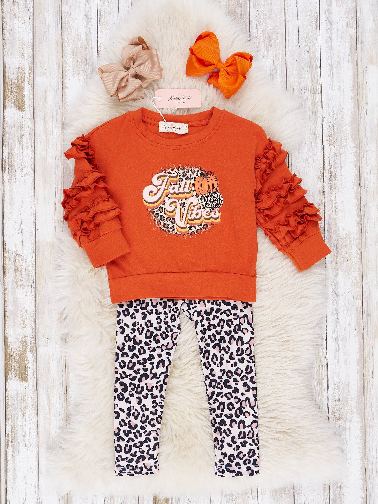 Fall Vibes Leopard Print Ruffle Outfit - Marie Nicole Clothing