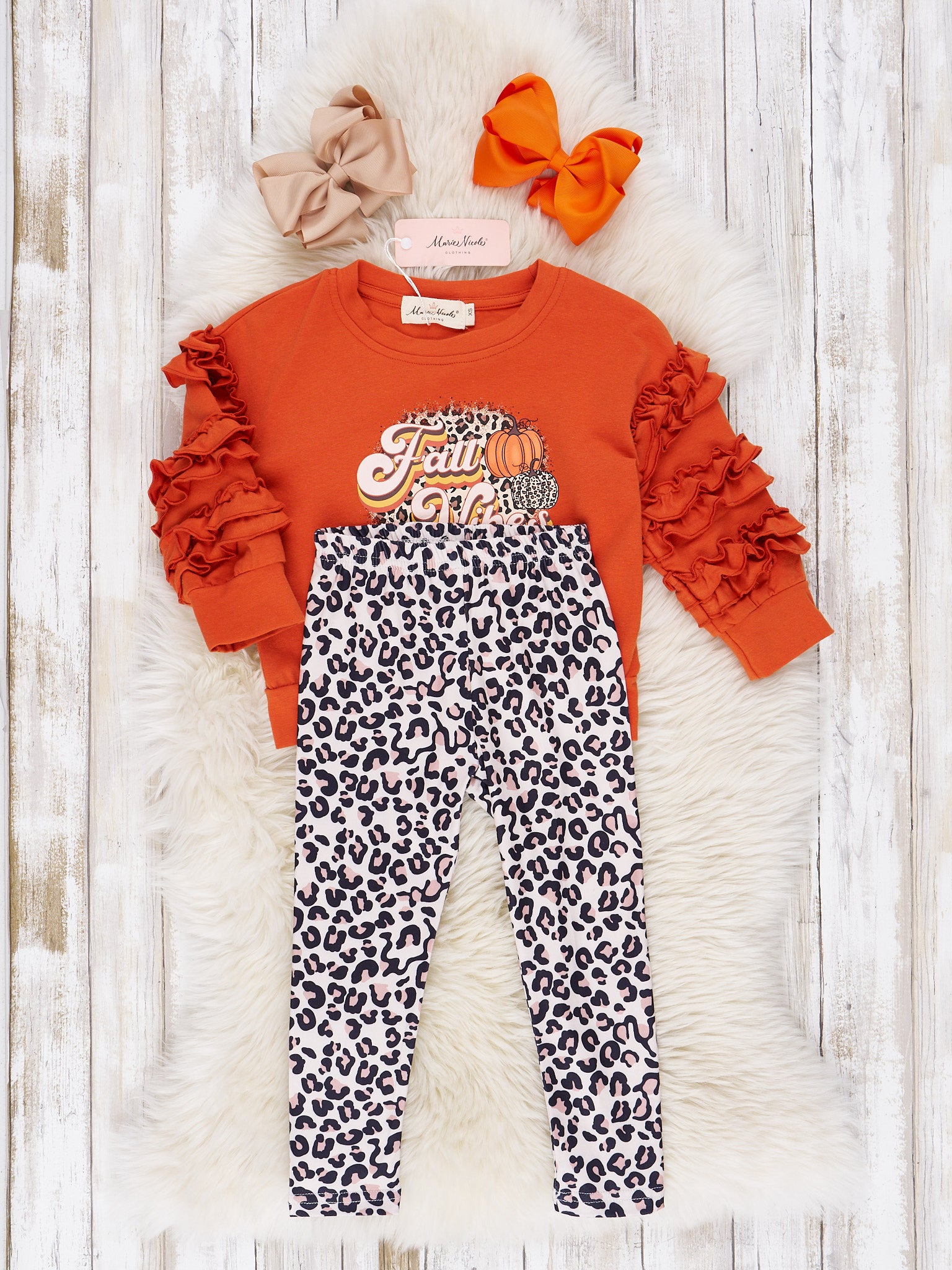 Fall Vibes Leopard Print Ruffle Outfit - Marie Nicole Clothing
