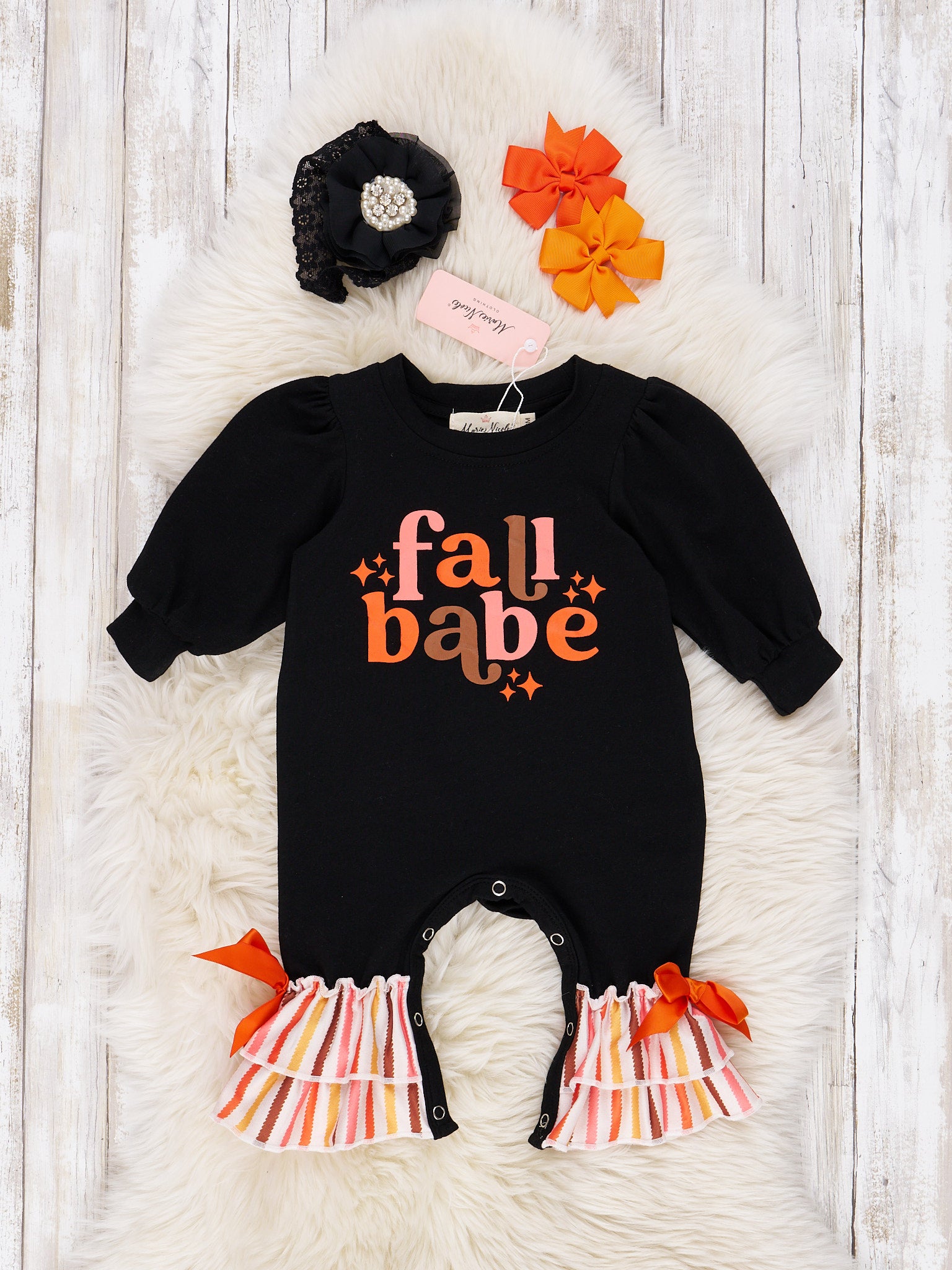 Black Fall Babe Ruffle Romper - Marie Nicole Clothing