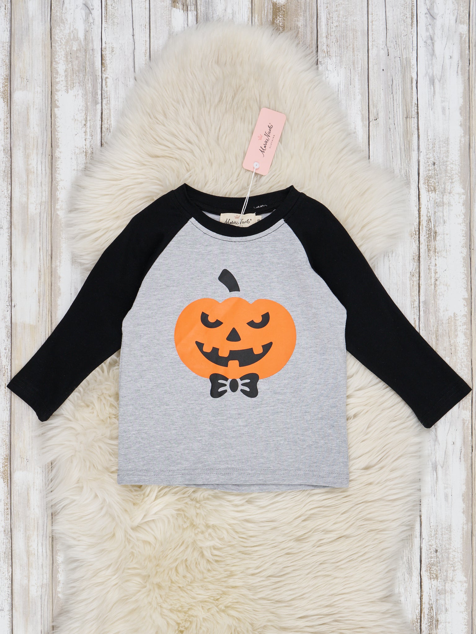 Embroidered Jack - O - Lantern Raglan Top - Marie Nicole Clothing