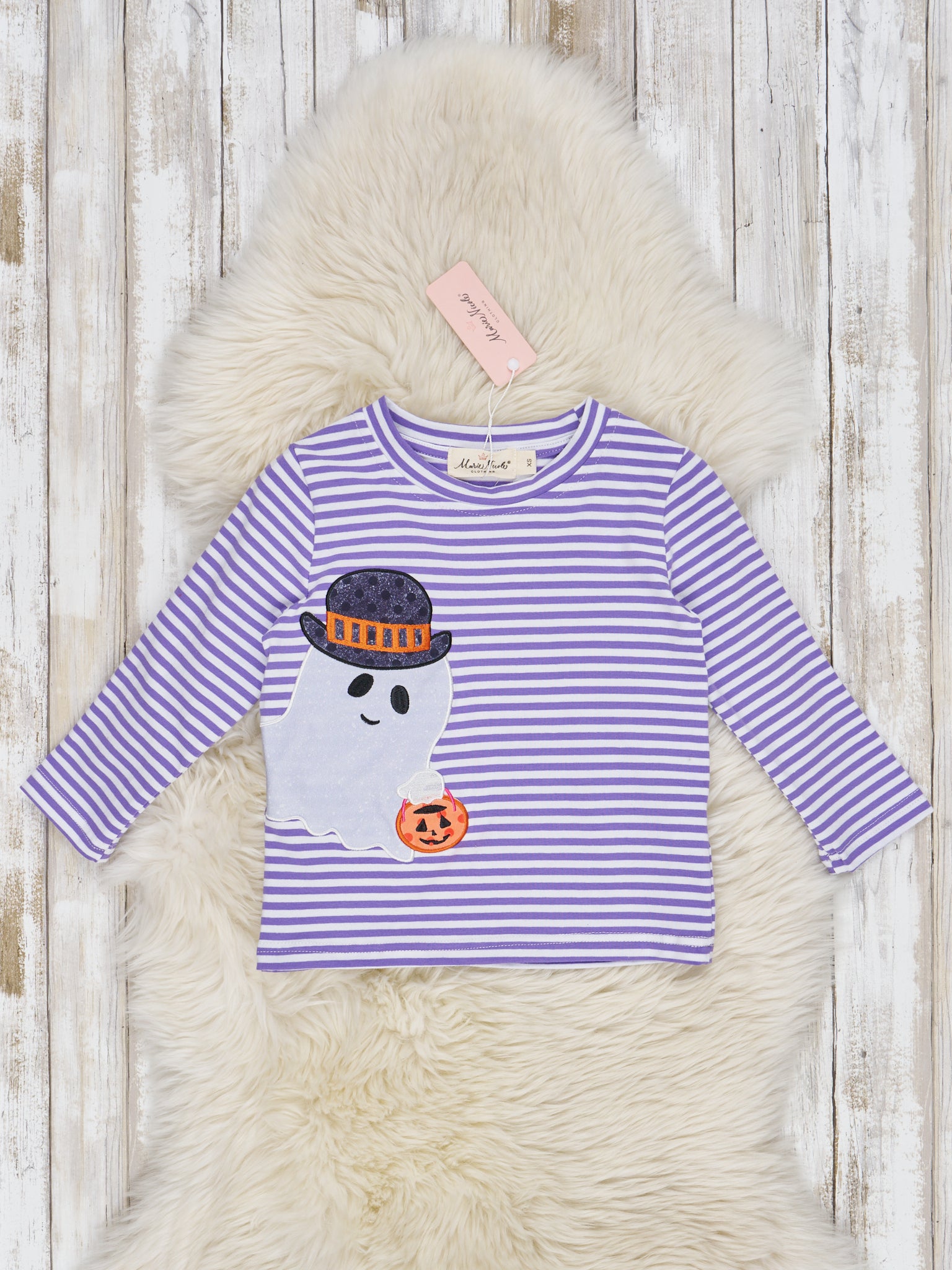 Purple Stripe Friendly Ghost Shirt - Marie Nicole Clothing