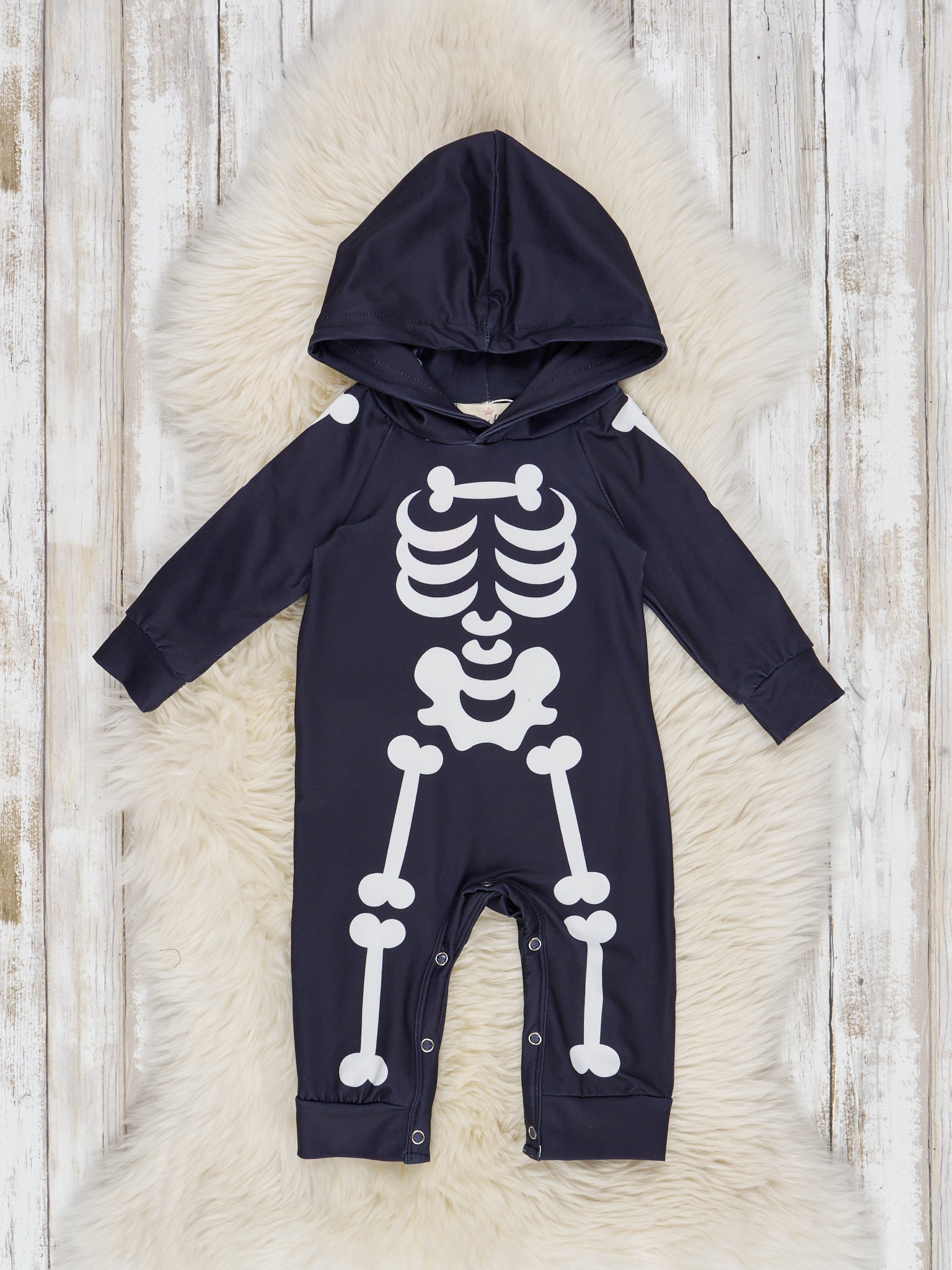 Mr. Bones Black Skeleton Hoodie Romper - Marie Nicole Clothing