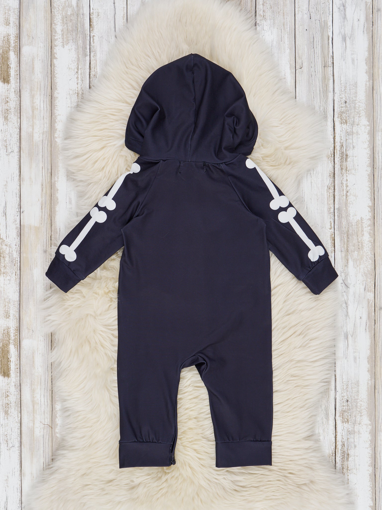 Mr. Bones Black Skeleton Hoodie Romper - Marie Nicole Clothing