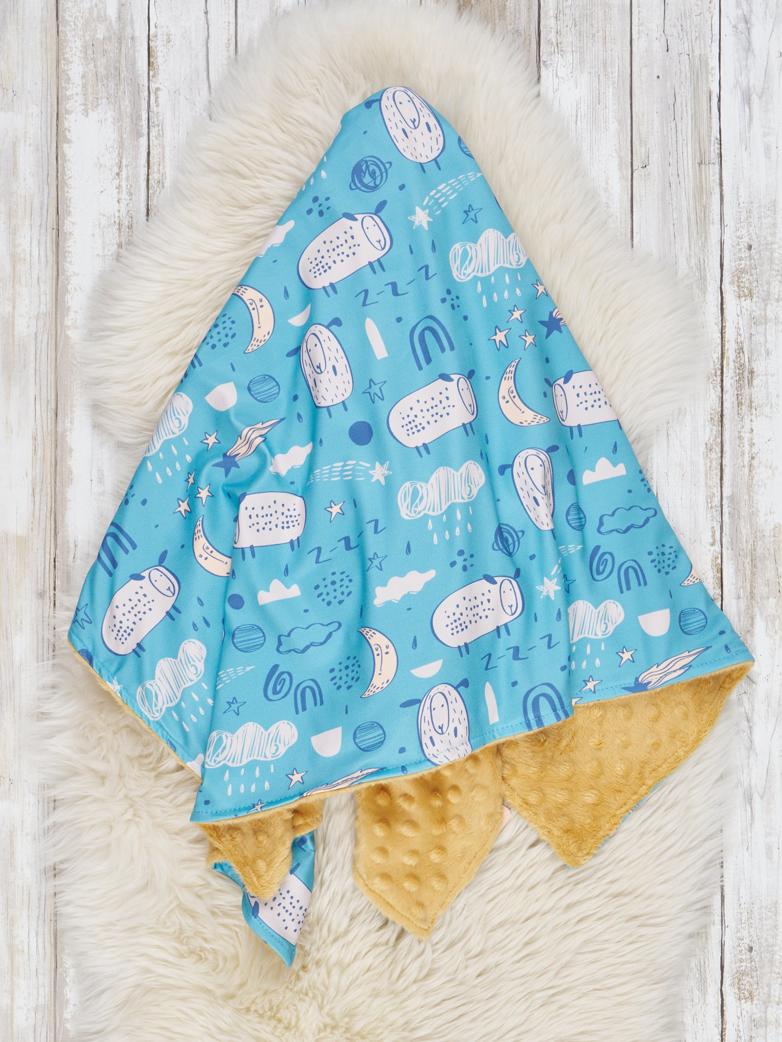 Light Blue Sheep Dreams Minky Blanket - Marie Nicole Clothing