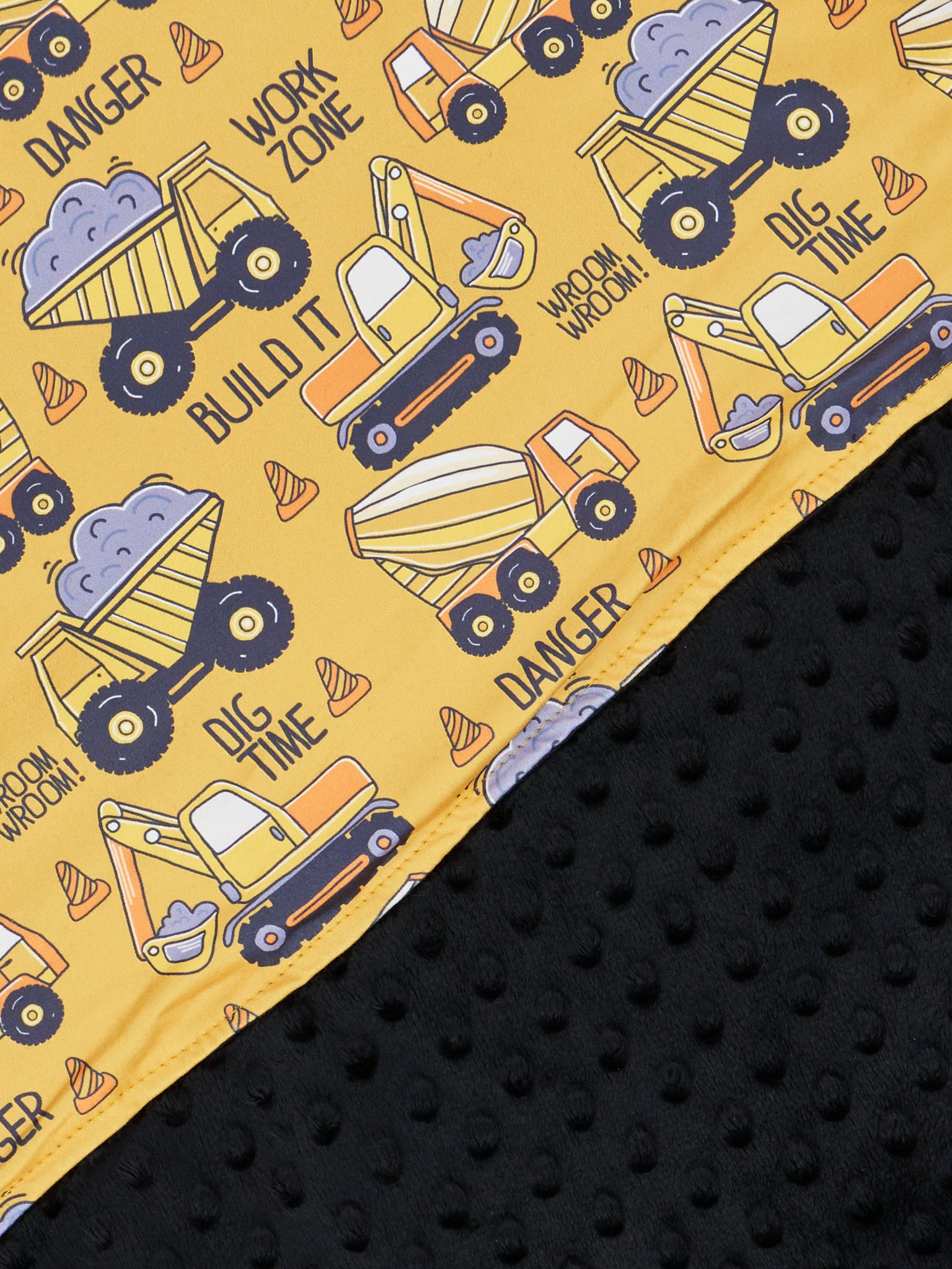 Yellow & Black Dump Truck Blanket - Marie Nicole Clothing