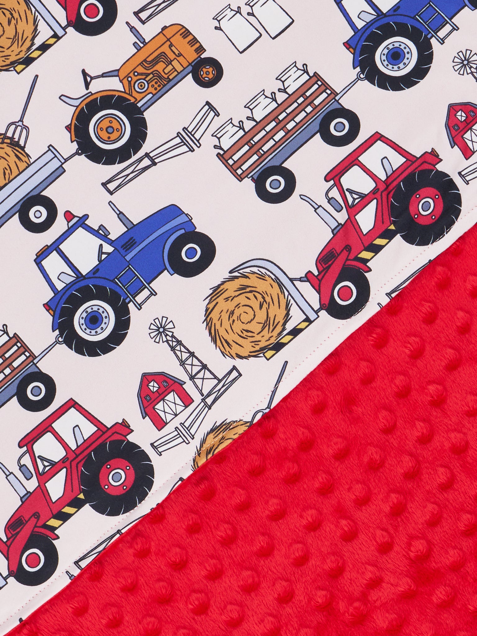 Red & Blue Tractor Minky Blanket - Marie Nicole Clothing