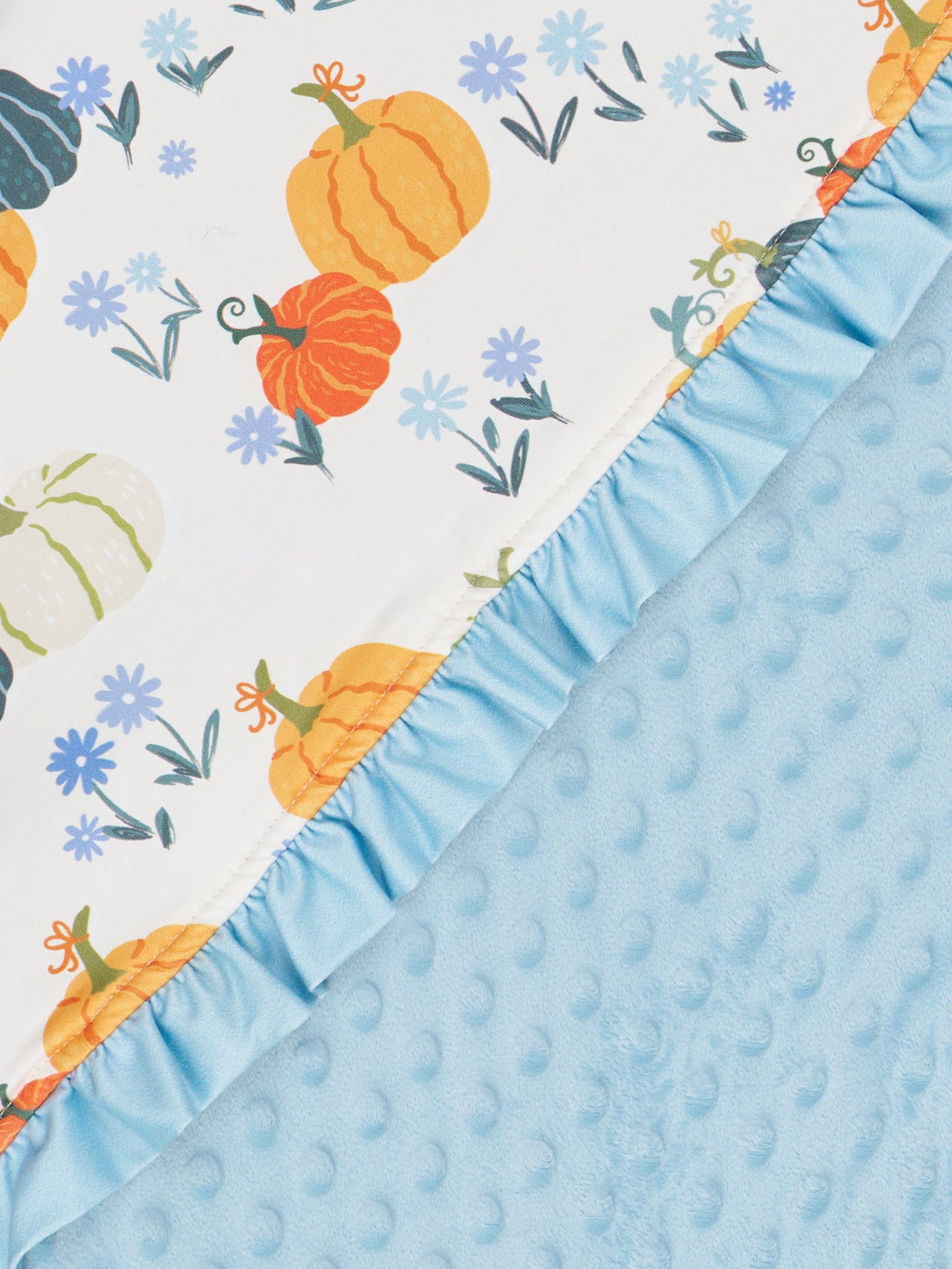 Blue Pumpkin Garden Minky Blanket - Marie Nicole Clothing