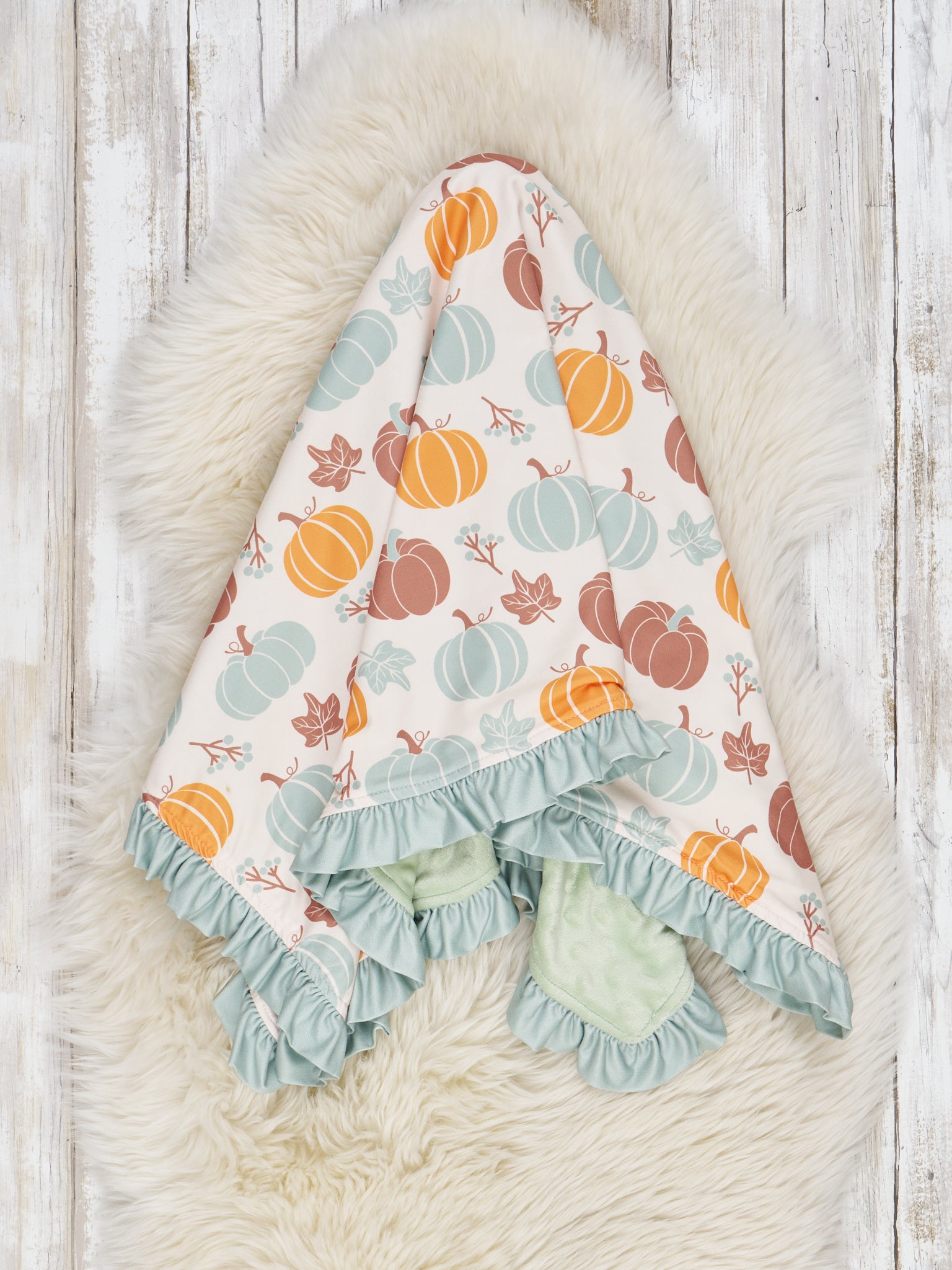 Sage Pumpkin Garden Minky Blanket - Marie Nicole Clothing