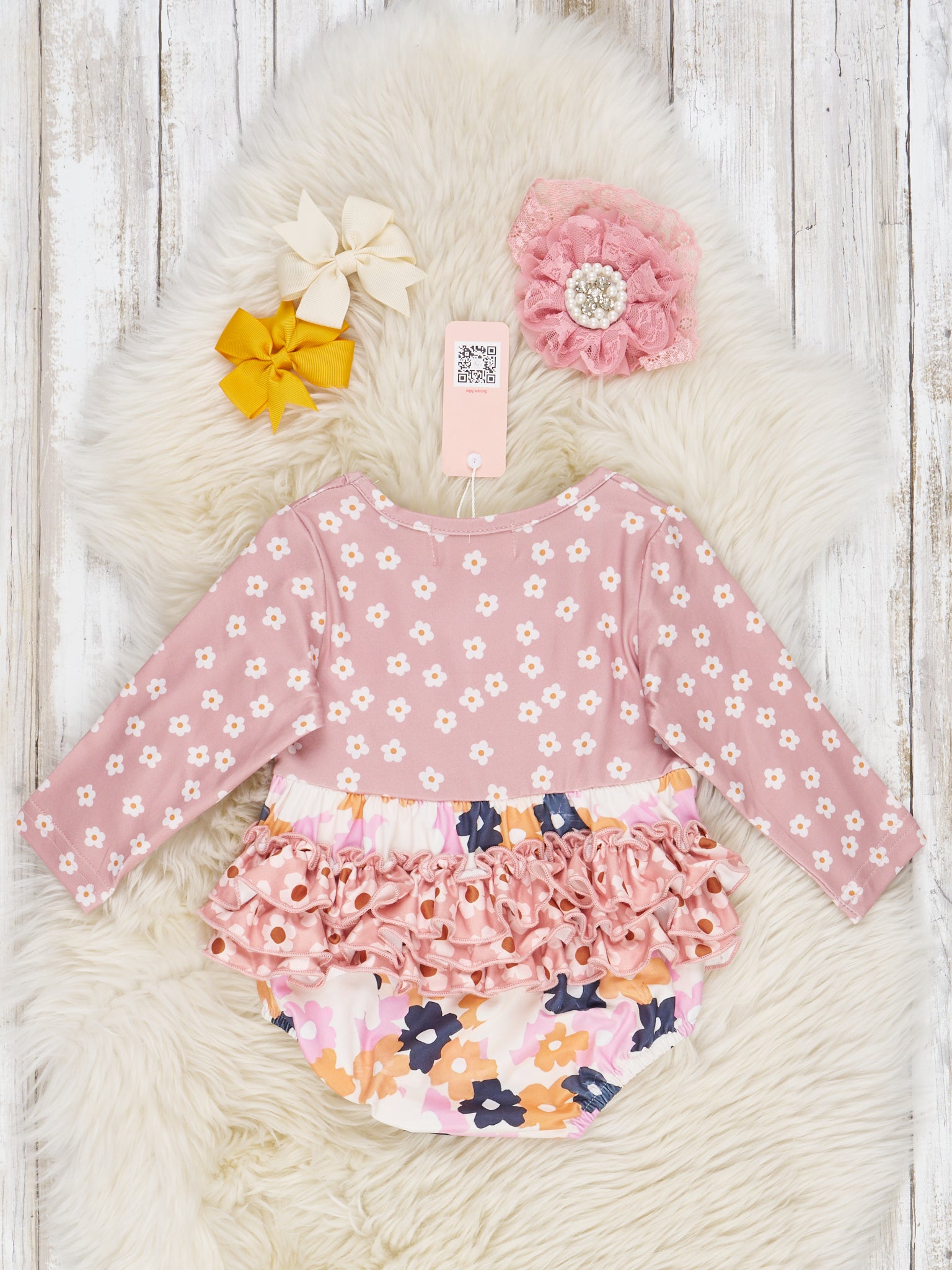 Pink Ghost Wildflower Ruffle Romper - Marie Nicole Clothing