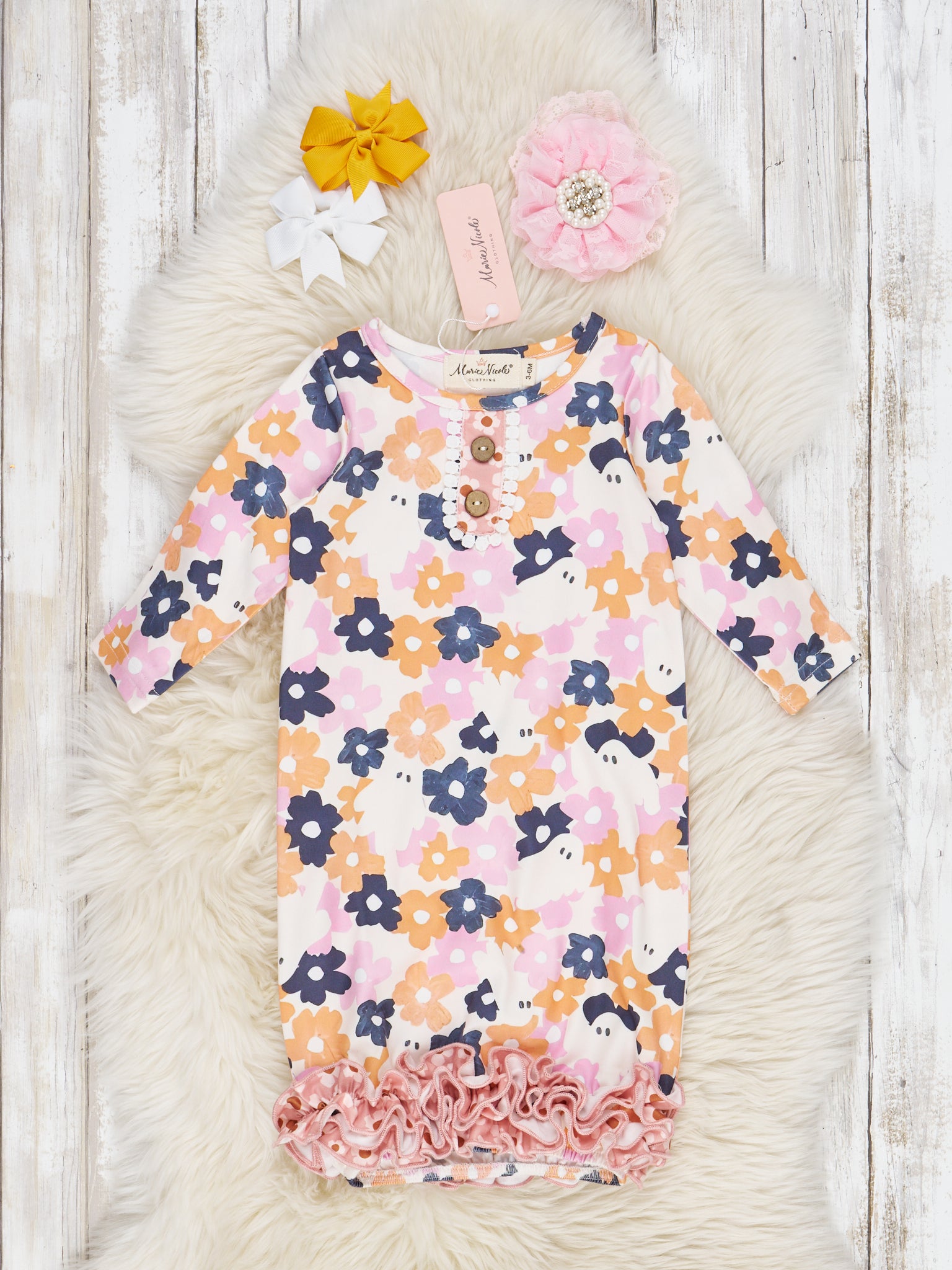 Pink Ghost Wildflower Ruffle Gown - Marie Nicole Clothing