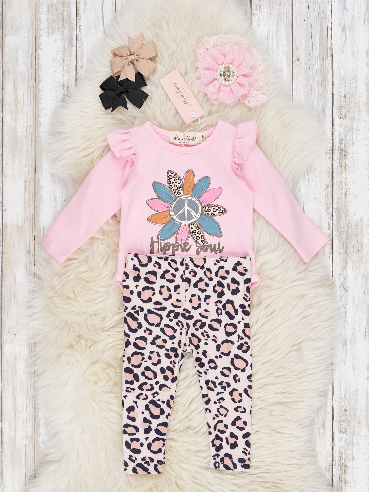 Pink & Leopard Hippie Soul Romper Outfit - Marie Nicole Clothing
