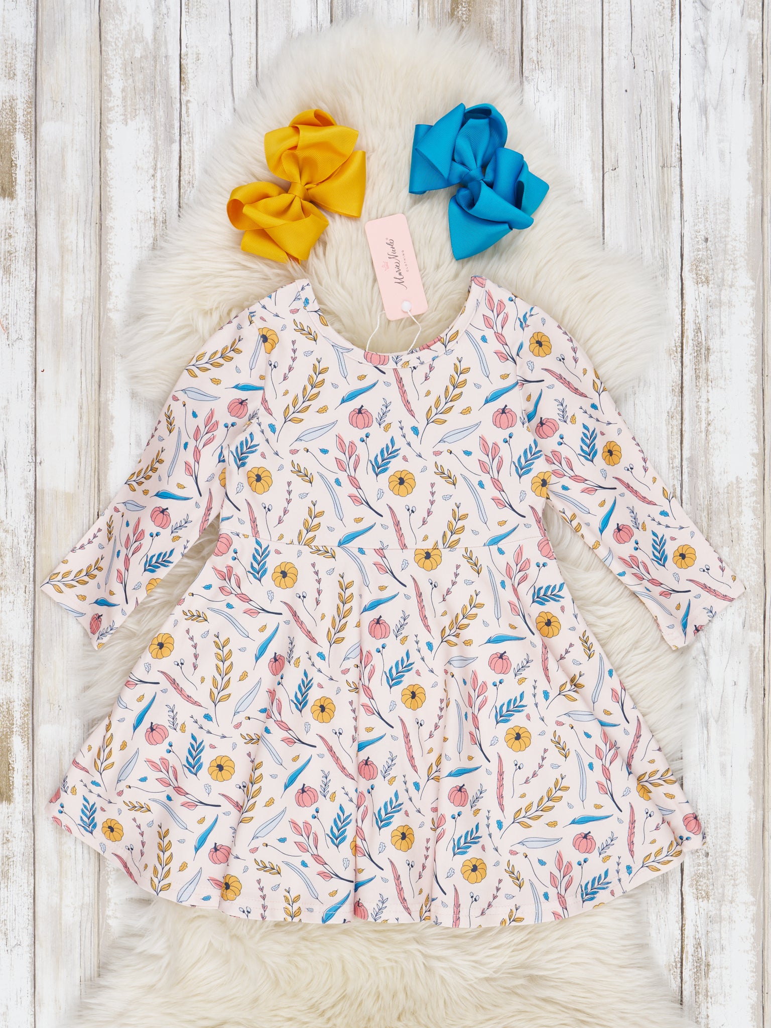 Long Sleeve Autumn Florals Dresses - Marie Nicole Clothing