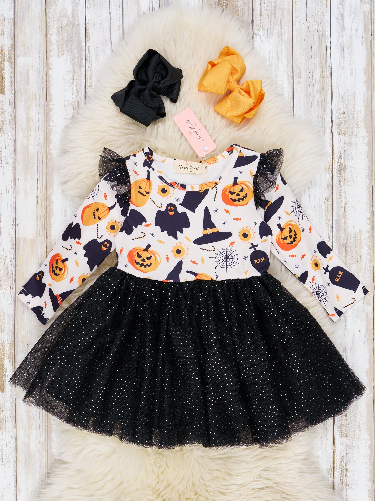 Ruffle Pumpkin Halloween Tulle Dresses - Marie Nicole Clothing