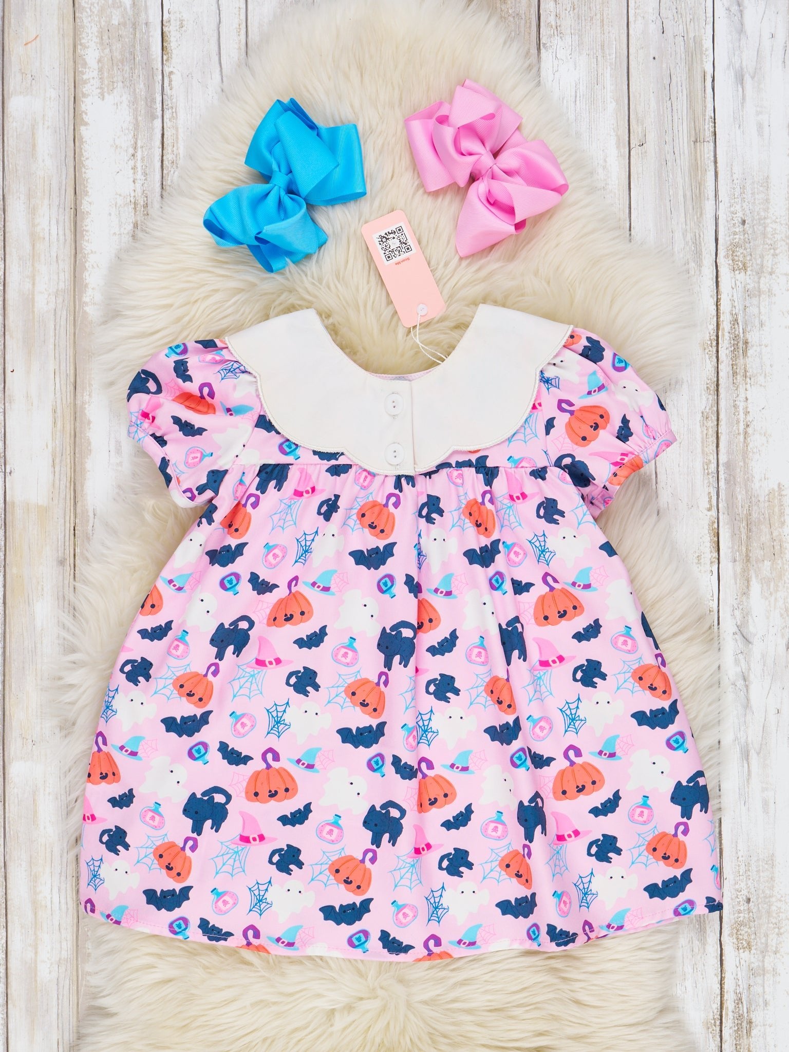 Pink Embroidered Witchy Halloween Dress - Marie Nicole Clothing