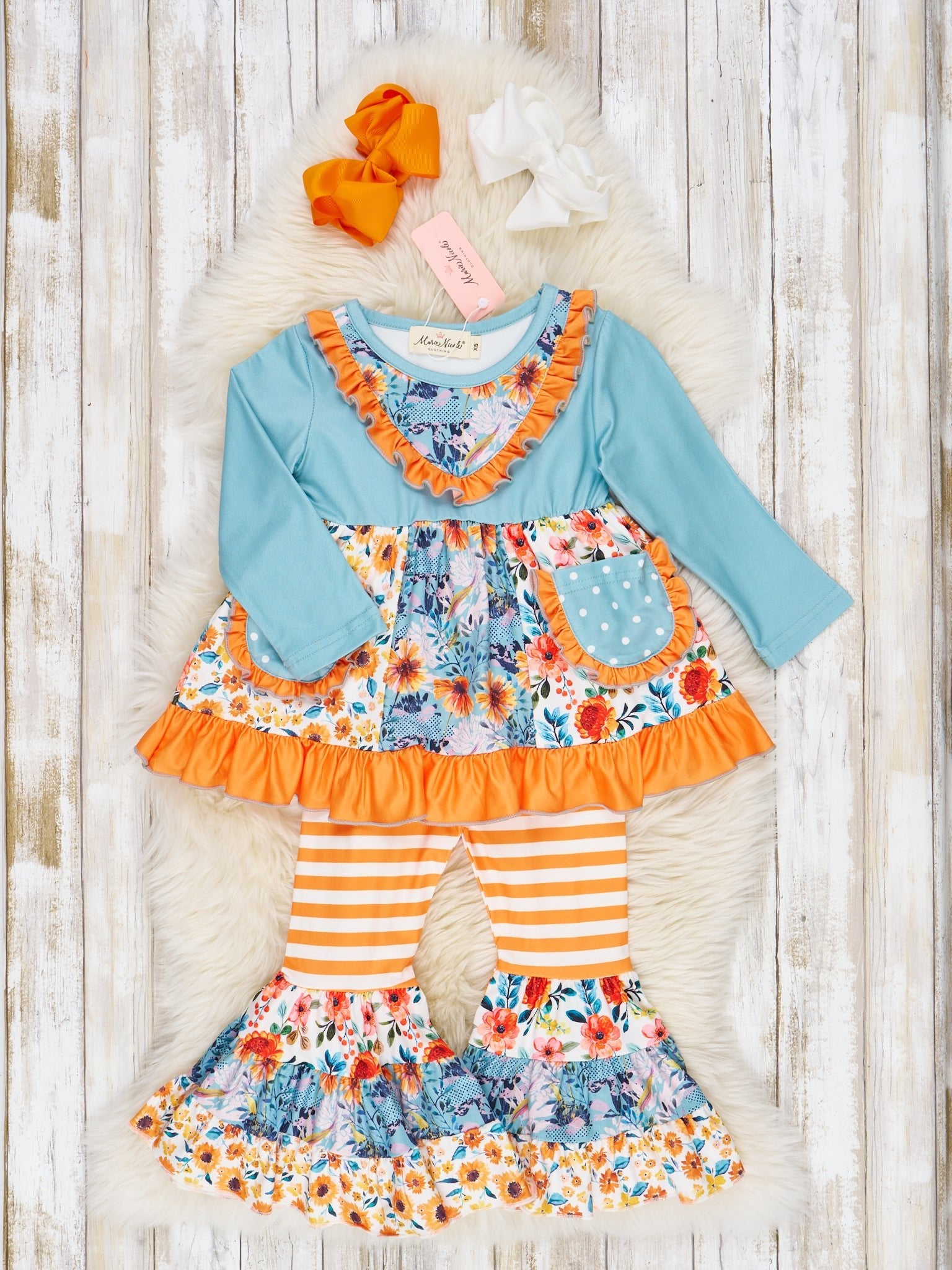 Pocket Flara Bells Outfit - Light Blue - Marie Nicole Clothing