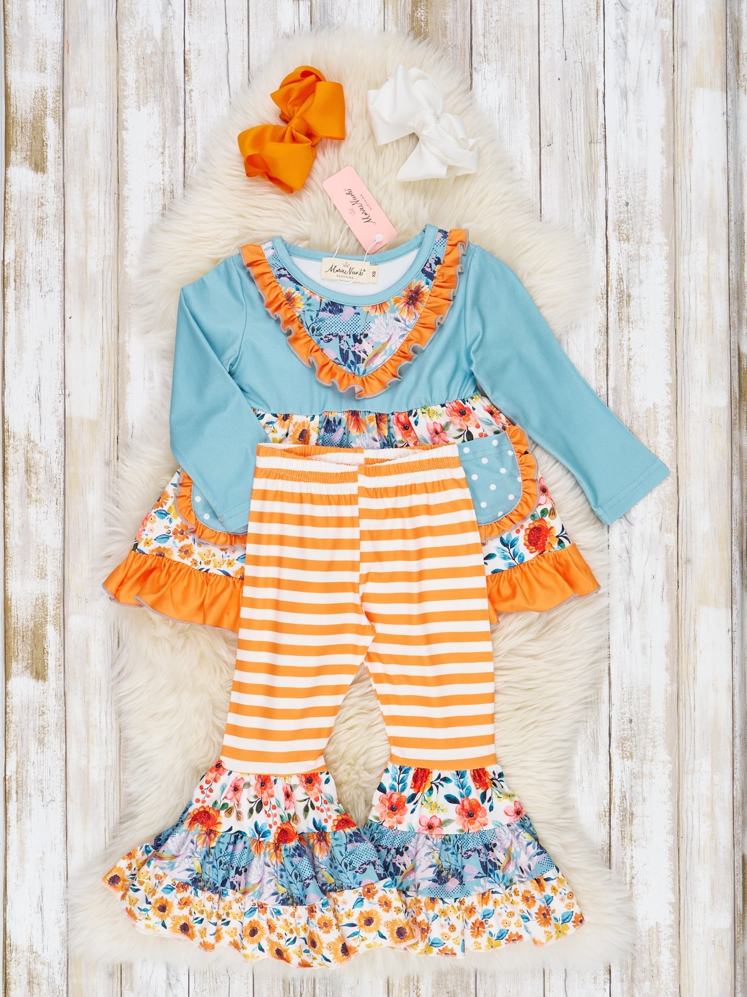 Pocket Flara Bells Outfit - Light Blue - Marie Nicole Clothing