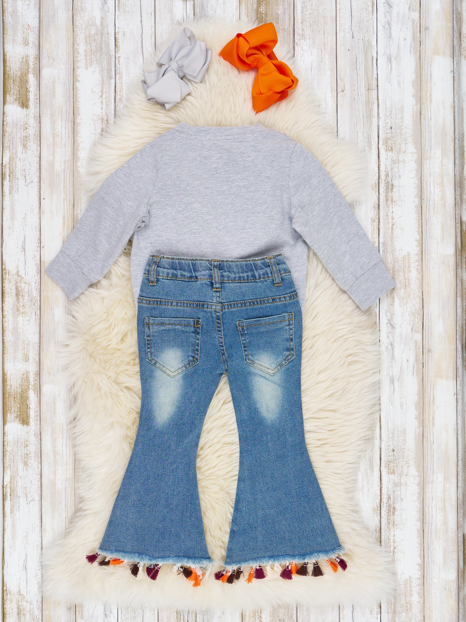 "Cozy Vibes" Tassel Bell Bottom Outfit - Marie Nicole Clothing