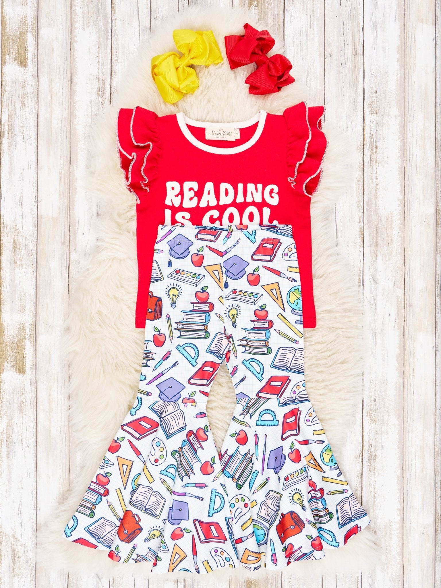 "Reading Is Cool" Ruffle Outfit - Marie Nicole Clothing