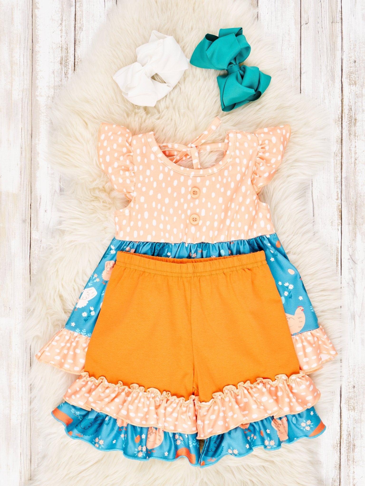 Summer Chicken Ruffle Outfit - Marie Nicole Clothing