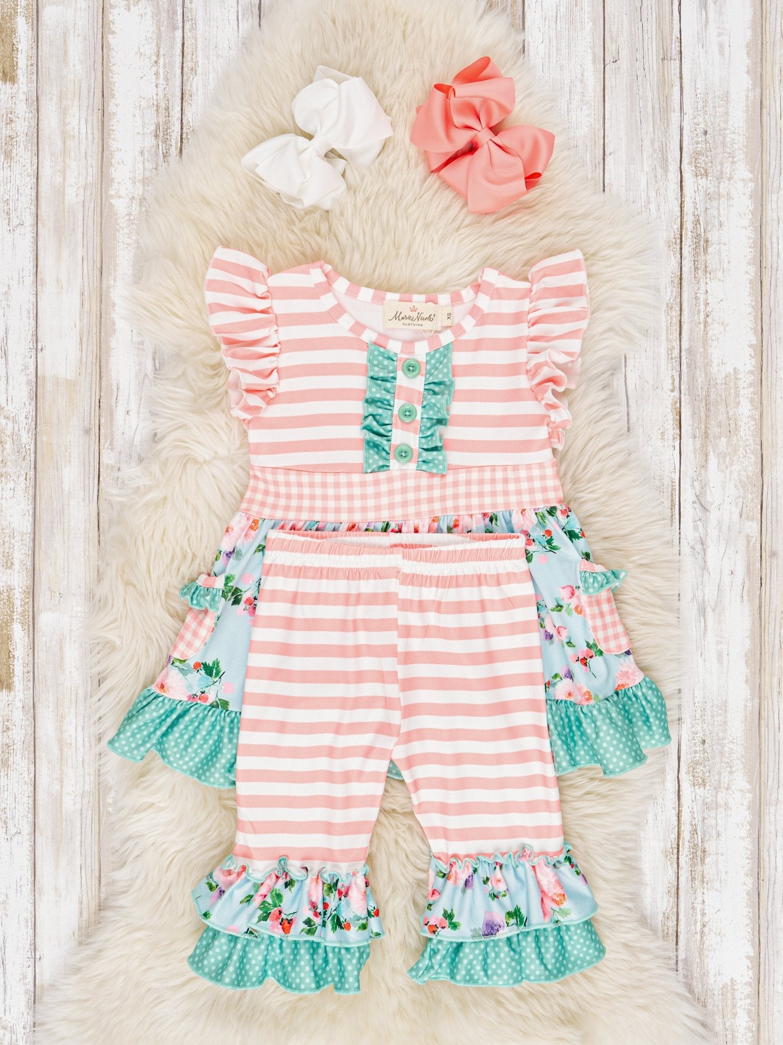 Bright Blossom Ruffle Outfit - Marie Nicole Clothing