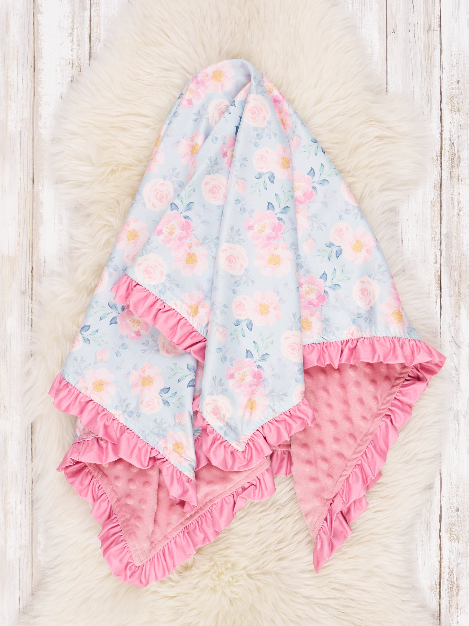 Watercolor Rose Minky Blanket - Marie Nicole Clothing