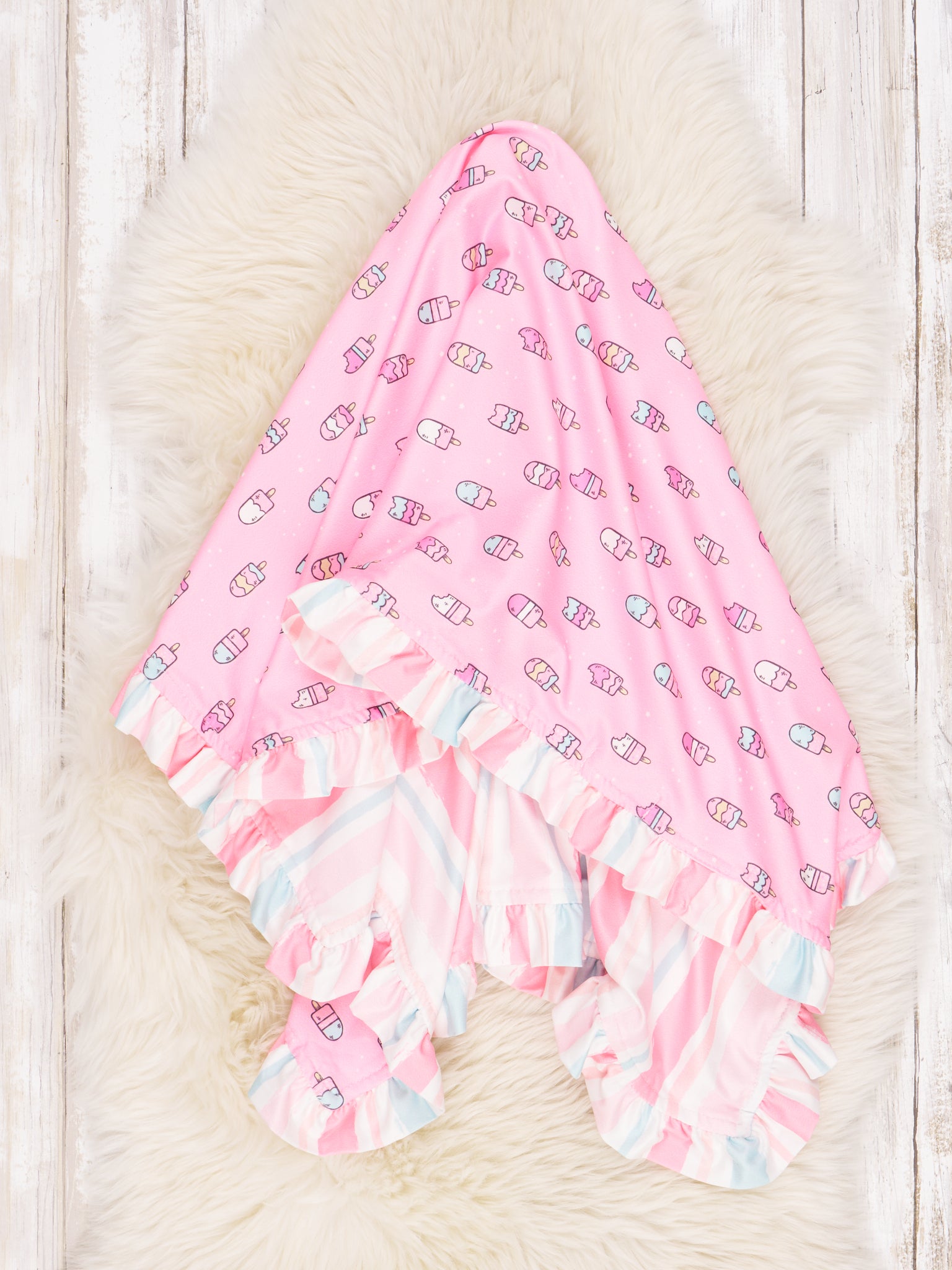 Pink Popsicle Ruffle Blanket - Marie Nicole Clothing