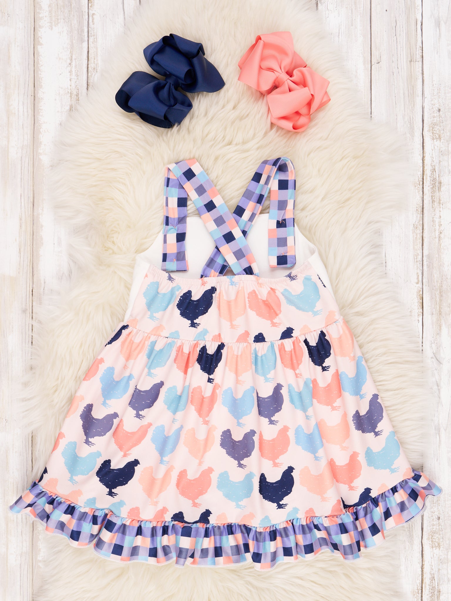 Chicken Gingham Ruffle Dress - Marie Nicole Clothing