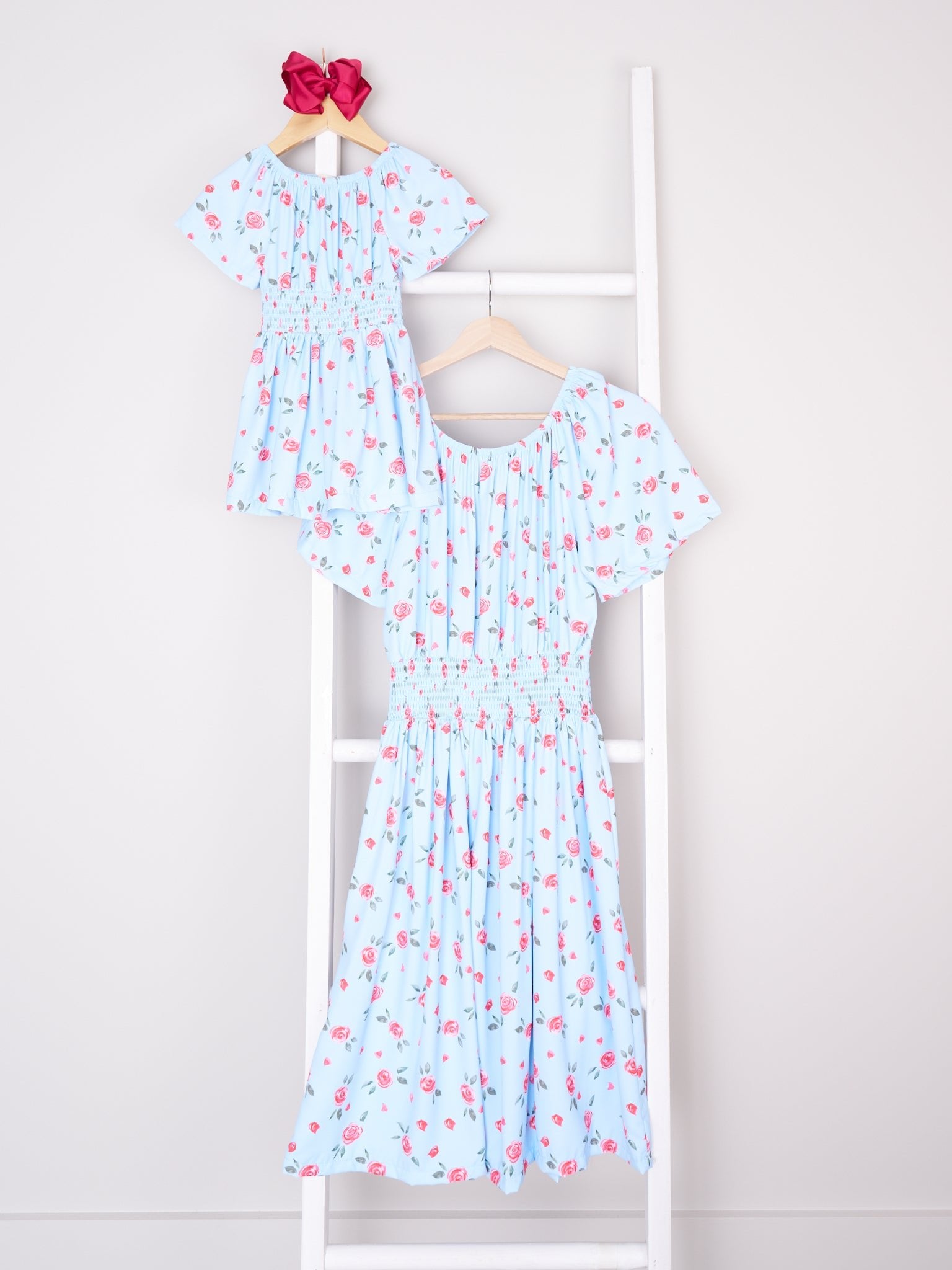 Mom & Me Smocked Rose Dress - Marie Nicole Clothing