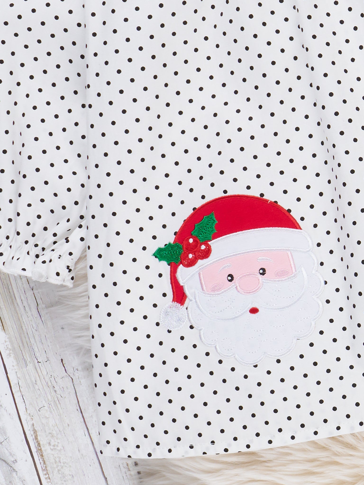 Polka Dots Santa Smocked Dress - Marie Nicole Clothing