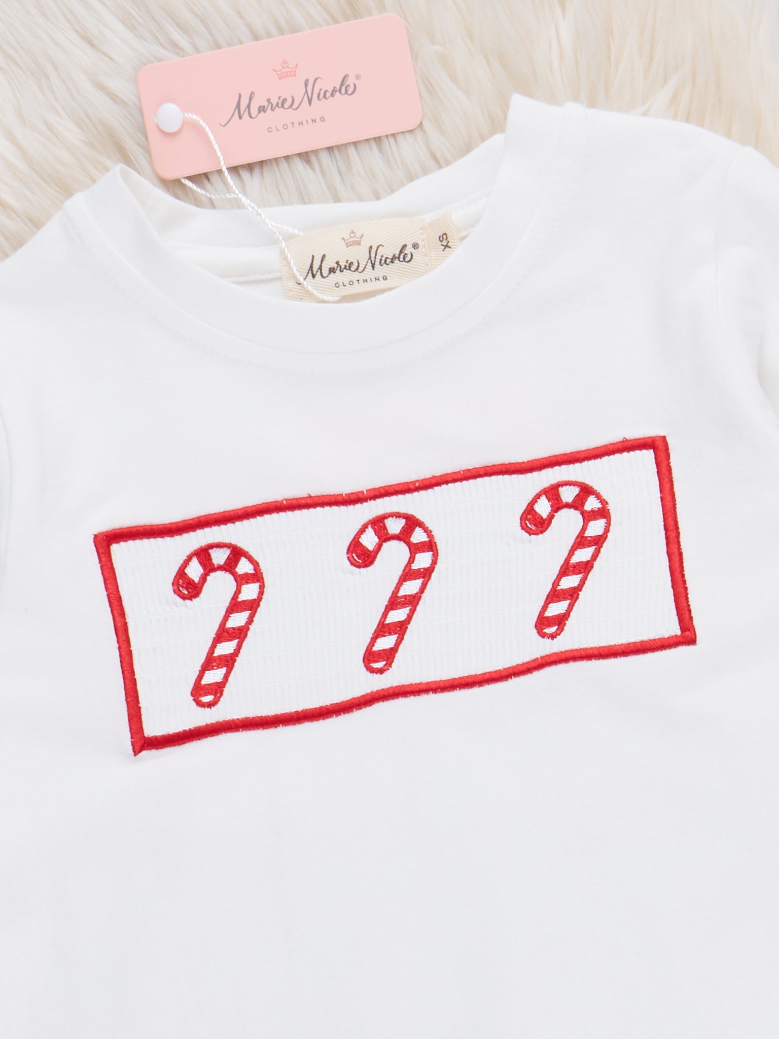 Candy Cane Plaid Smocked Outfit - Marie Nicole Clothing