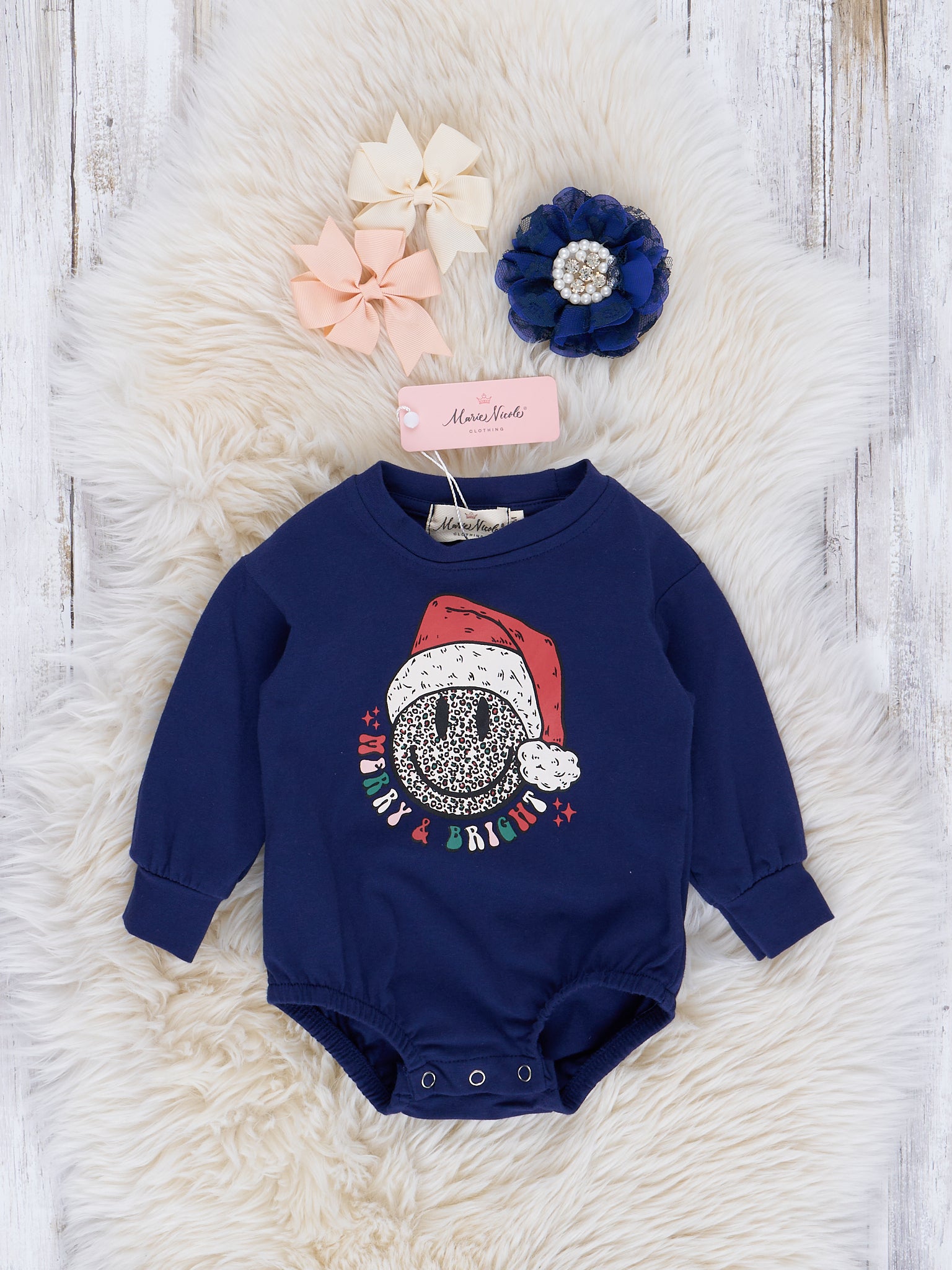 Mom & Me Blue "Merry & Bright" Crew Neck Shirt - Marie Nicole Clothing