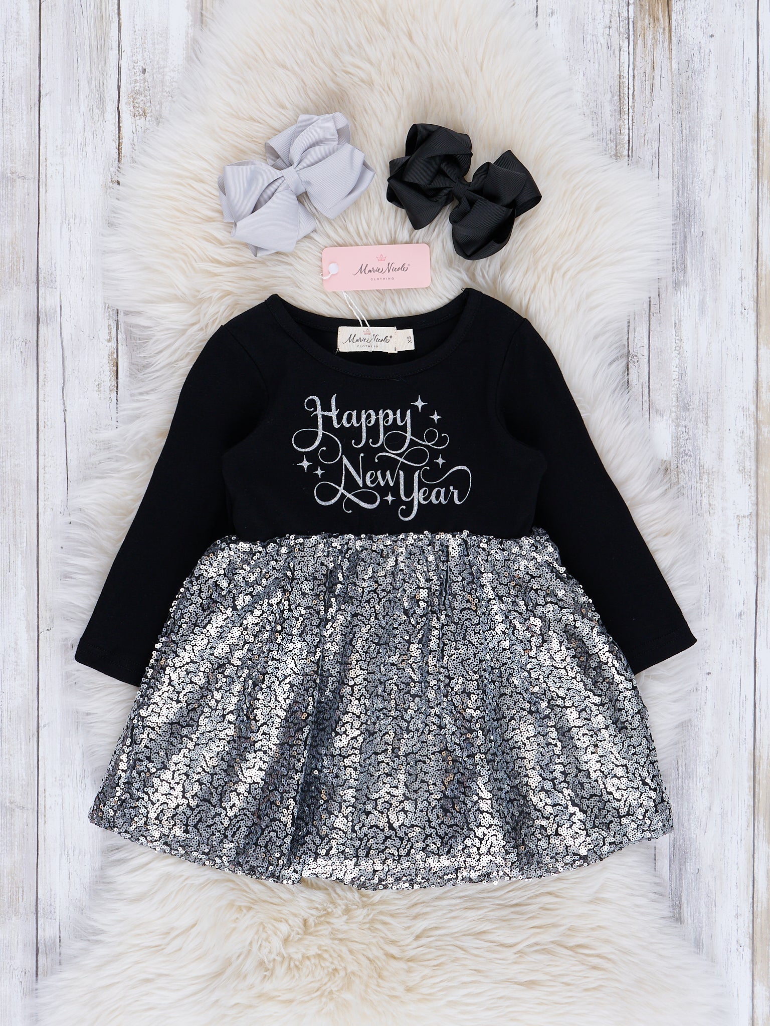 “Happy New Year" Sequin Dress - Marie Nicole Clothing