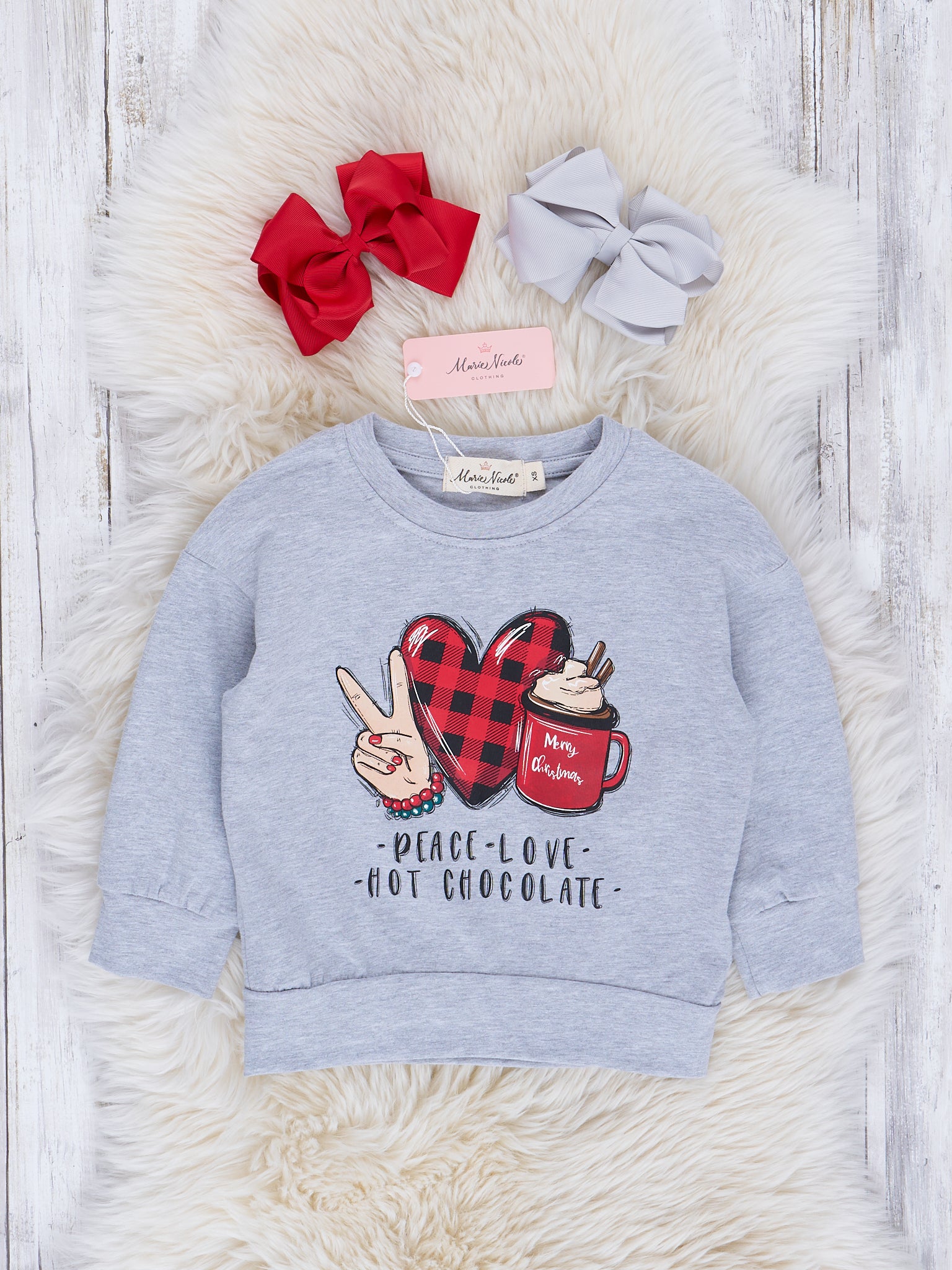 Heather Grey Hot Chocolate Crew Neck Shirt - Marie Nicole Clothing
