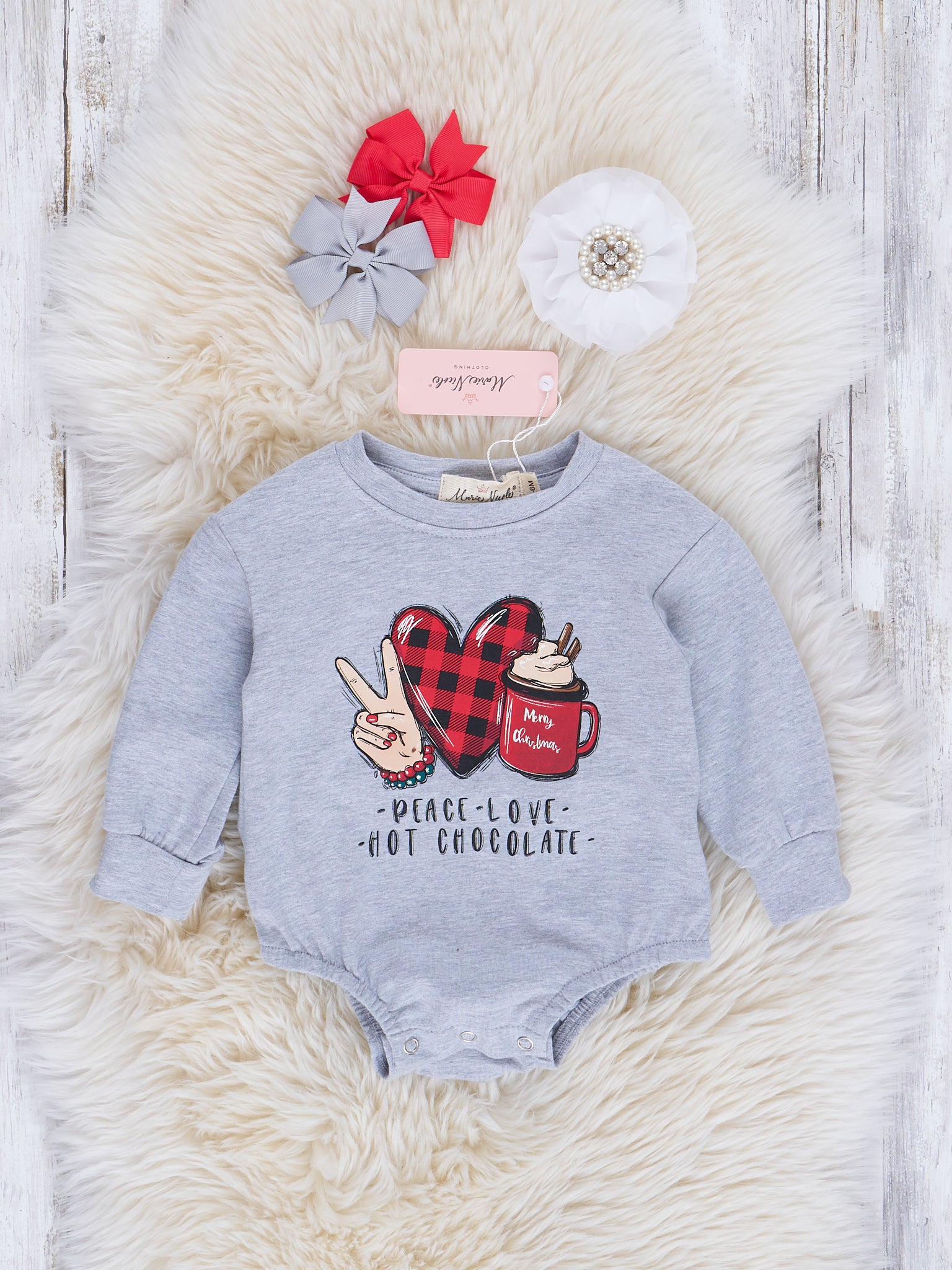 Heather Grey Hot Chocolate Crew Neck Romper - Marie Nicole Clothing