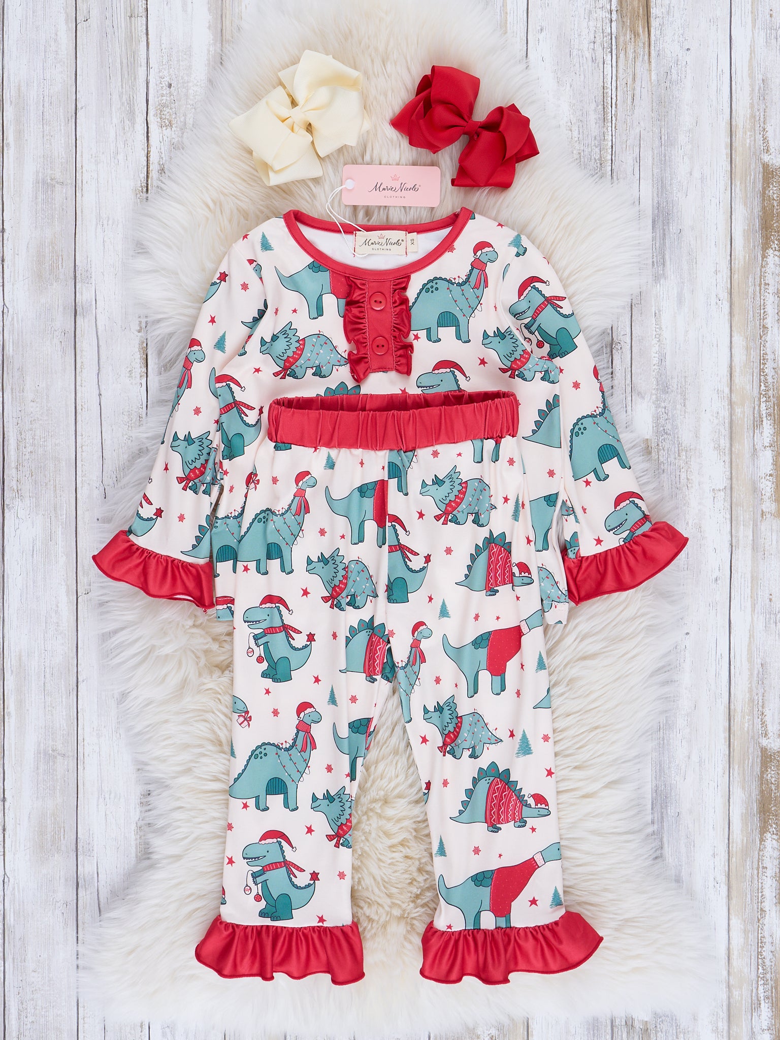 Dinosaur Dreams Christmas Pajamas - Girls & Boys - Marie Nicole Clothing