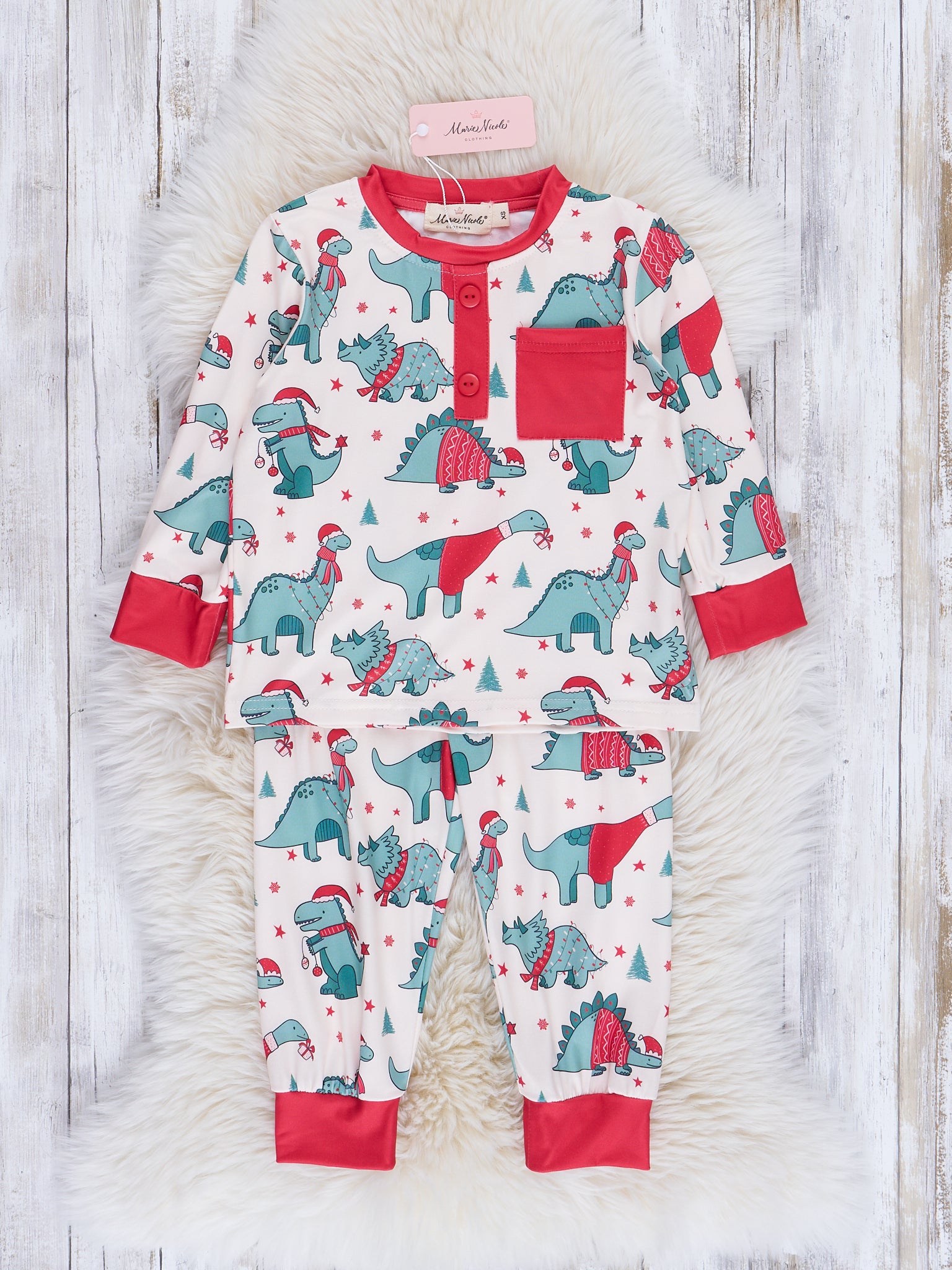Dinosaur Dreams Christmas Pajamas - Girls & Boys - Marie Nicole Clothing