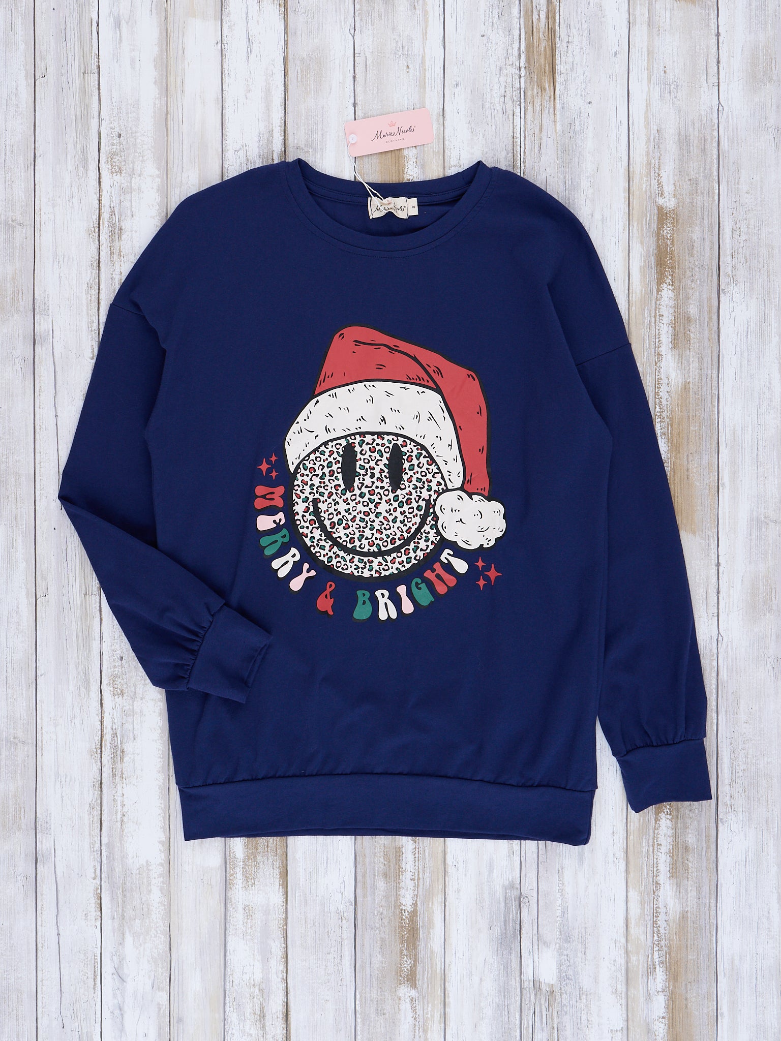 Mom & Me Blue "Merry & Bright" Crew Neck Shirt - Marie Nicole Clothing