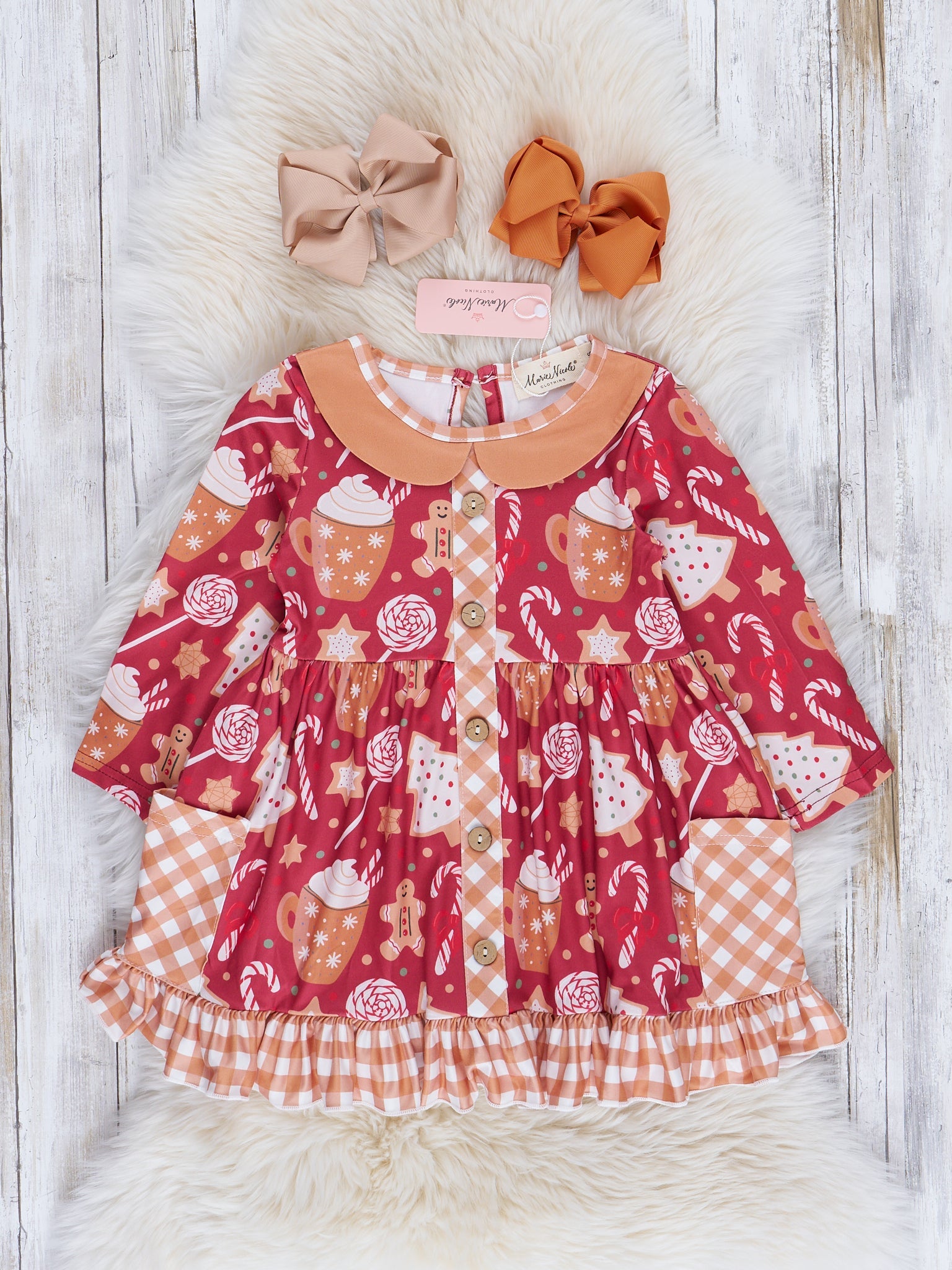 Holiday Time Gingham & Plaid Ruffle Dress - Marie Nicole Clothing
