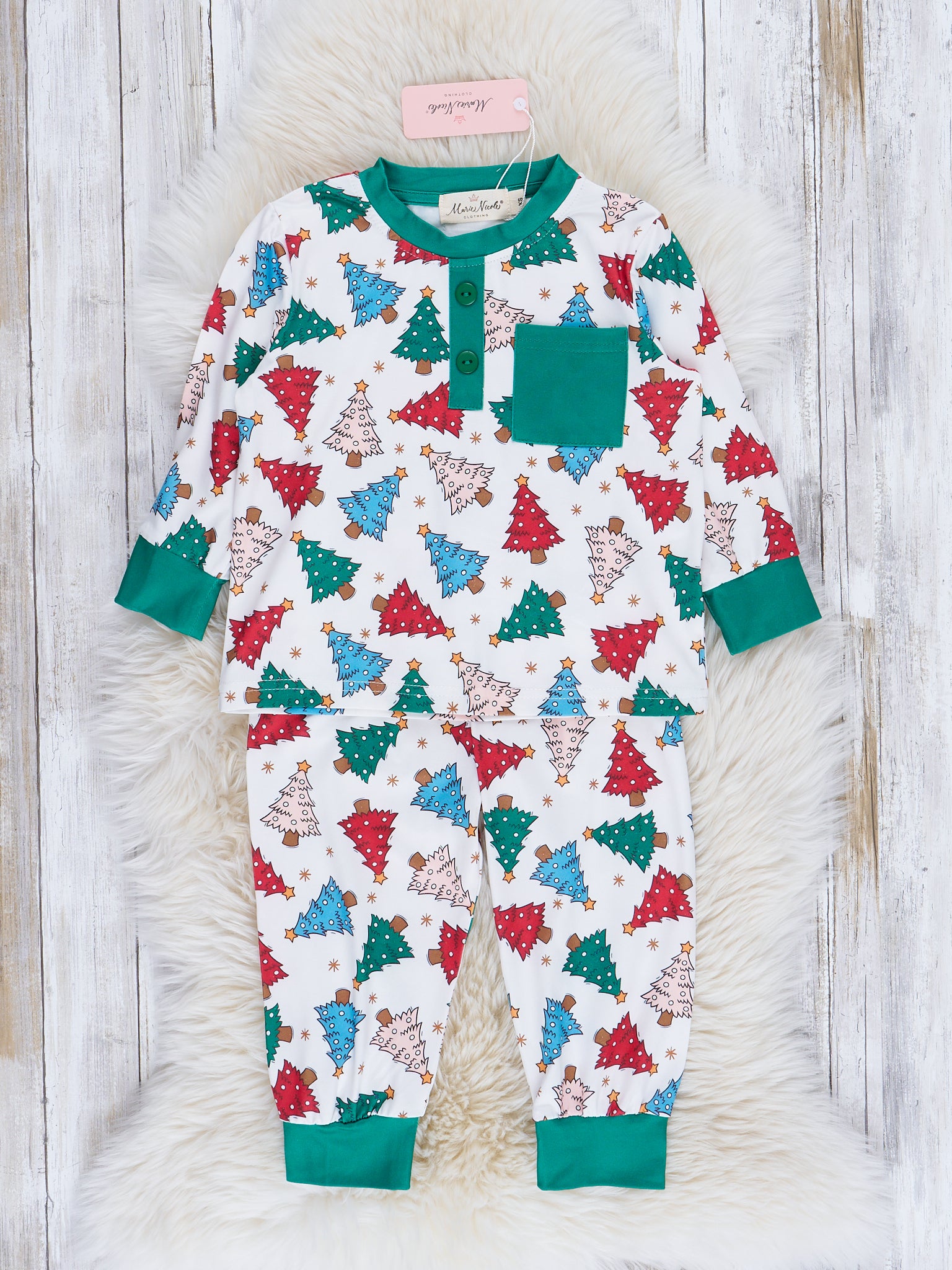 Whimsy Trees & Bright Green Pajamas - Boys & Girls - Marie Nicole Clothing
