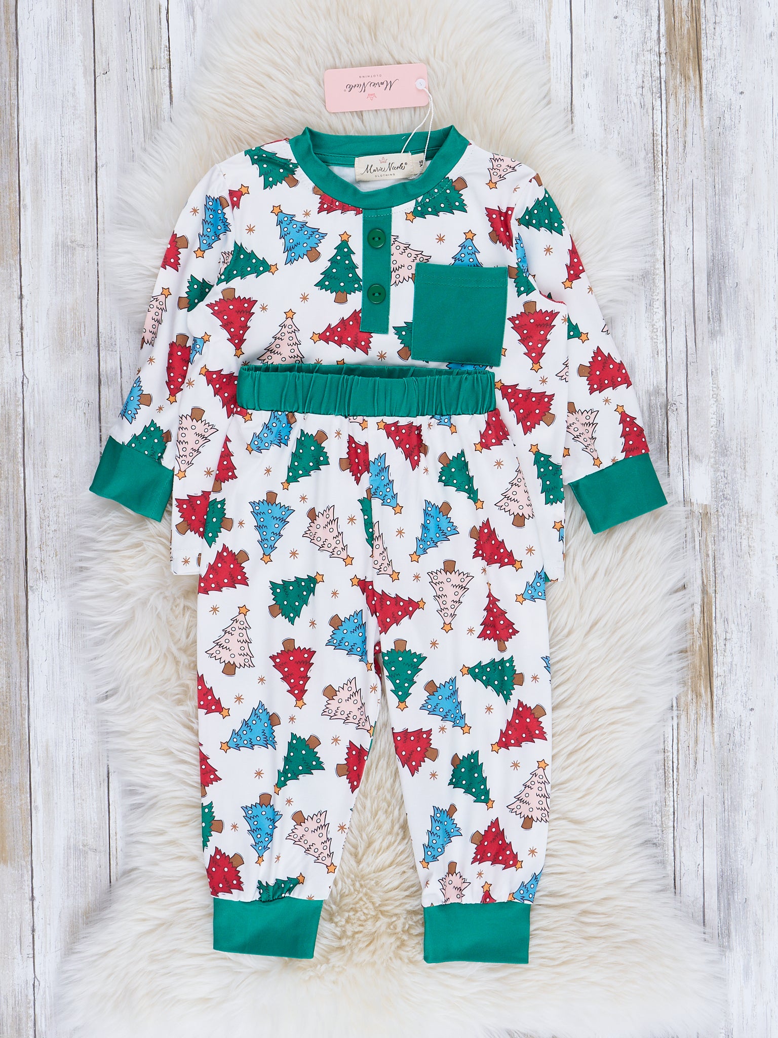 Whimsy Trees & Bright Green Pajamas - Boys & Girls - Marie Nicole Clothing