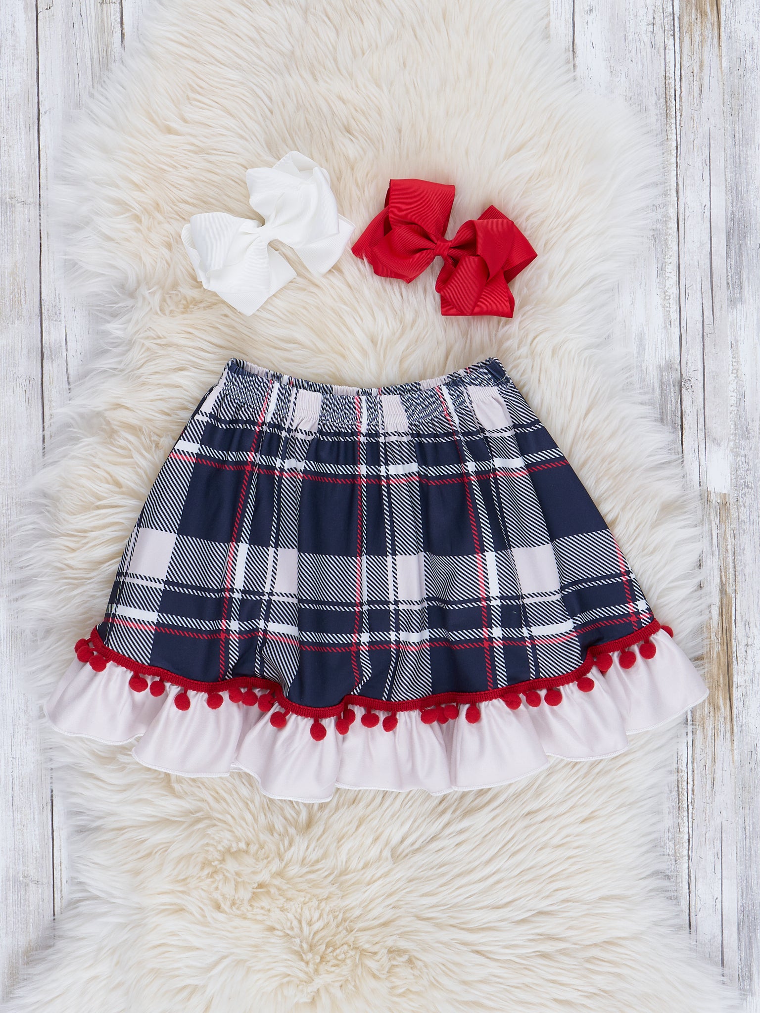 Christmas Gingerbread Plaid Ruffle Outfit w/ Skirt - Marie Nicole Clothing